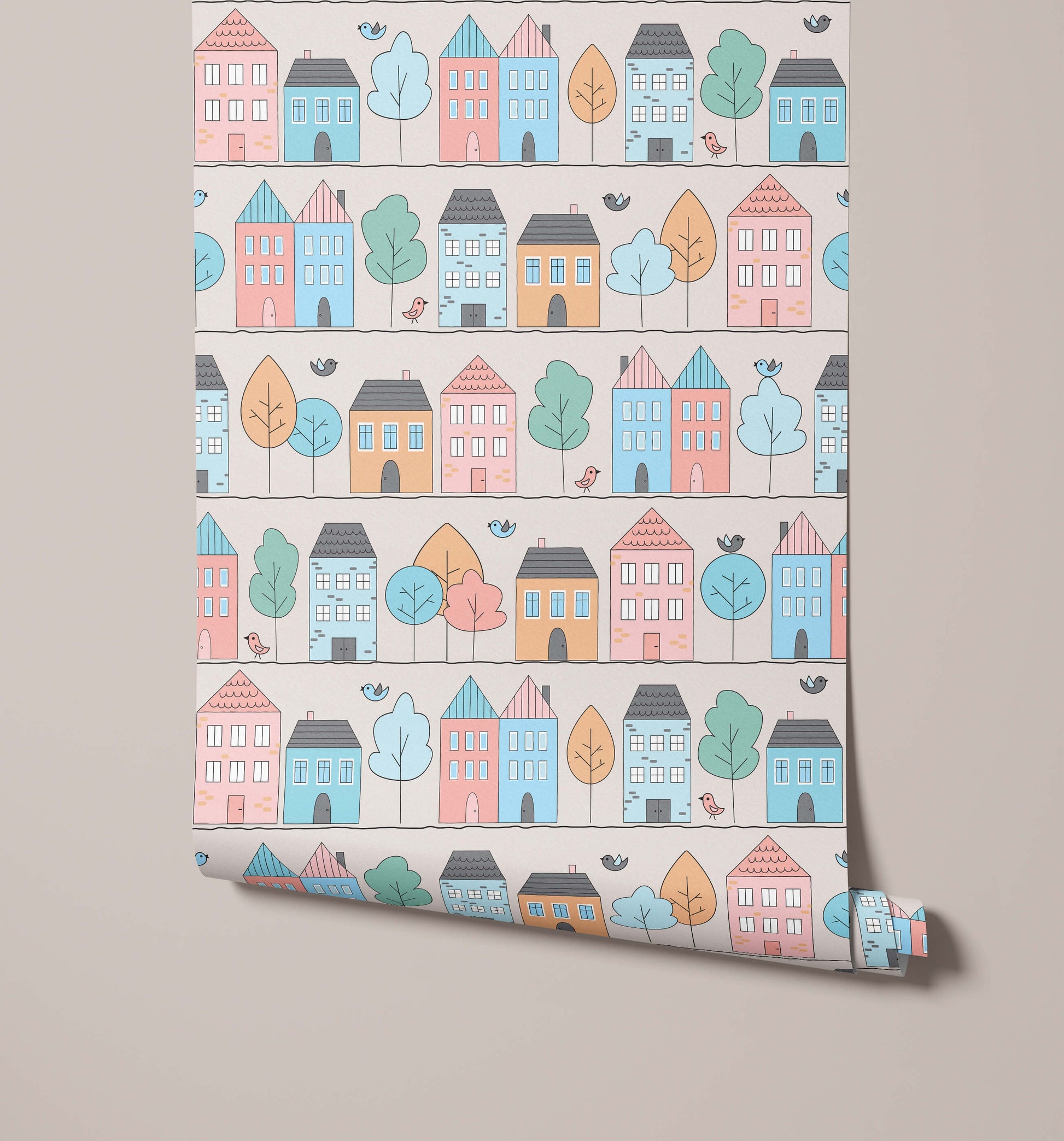 Bustle Toy Town Wallpaper for Children