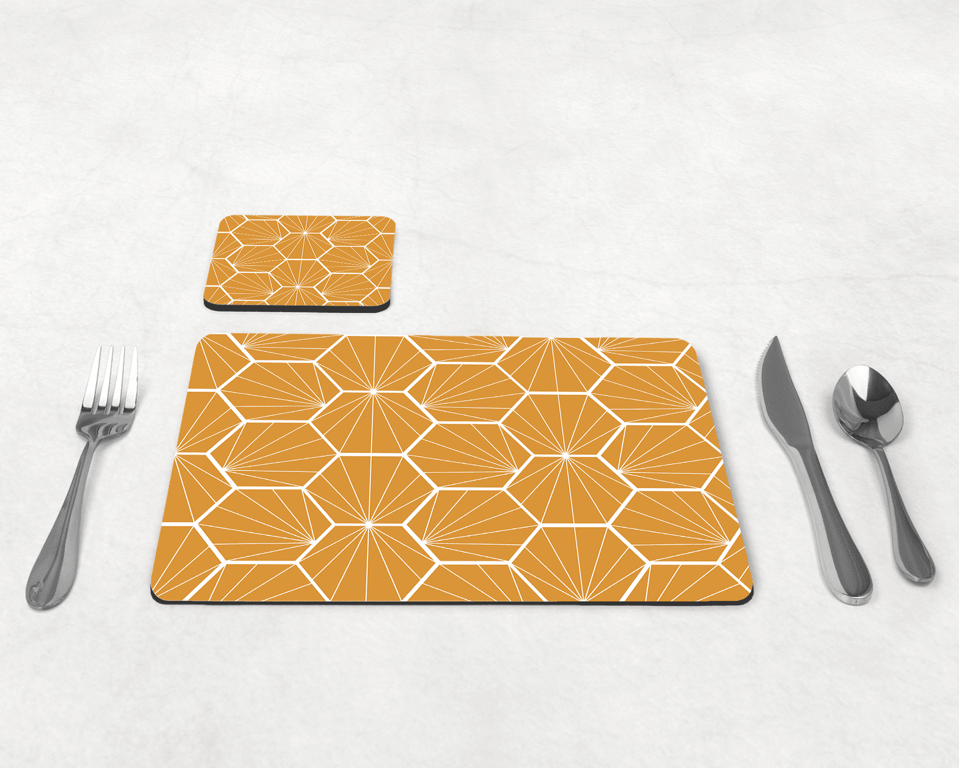 Butter Yellow Geometric Hexagon Placemats Set of 4 or 6