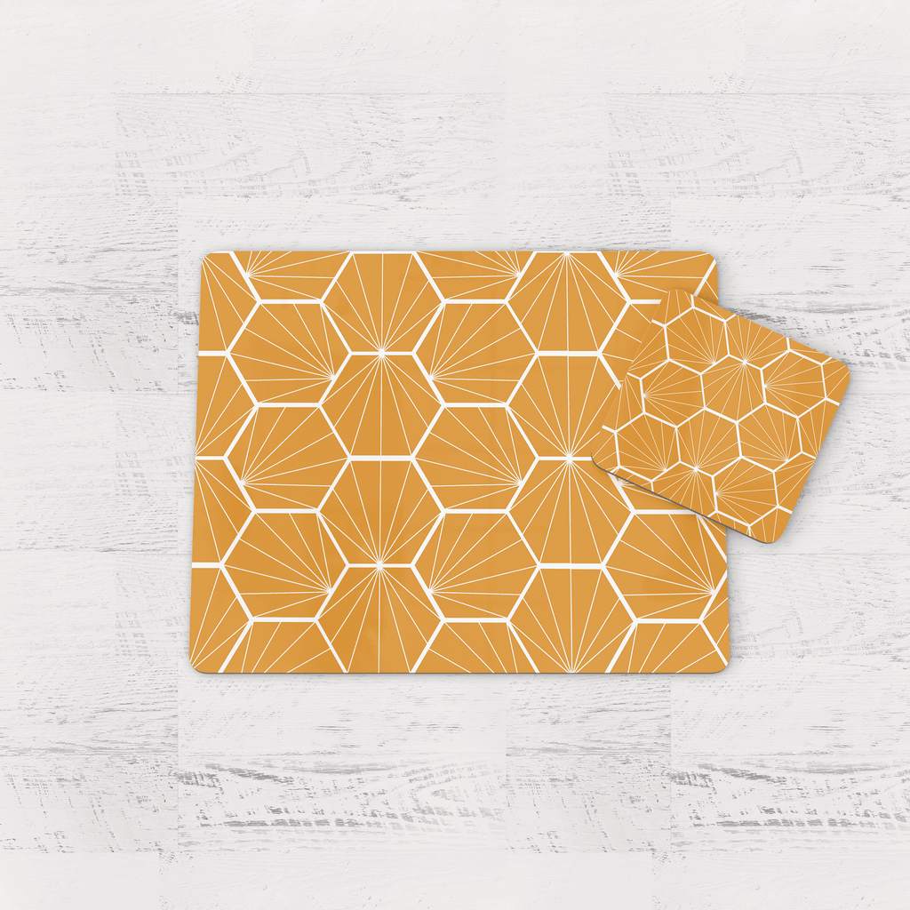 Butter Yellow Geometric Hexagon Placemats Set of 4 or 6