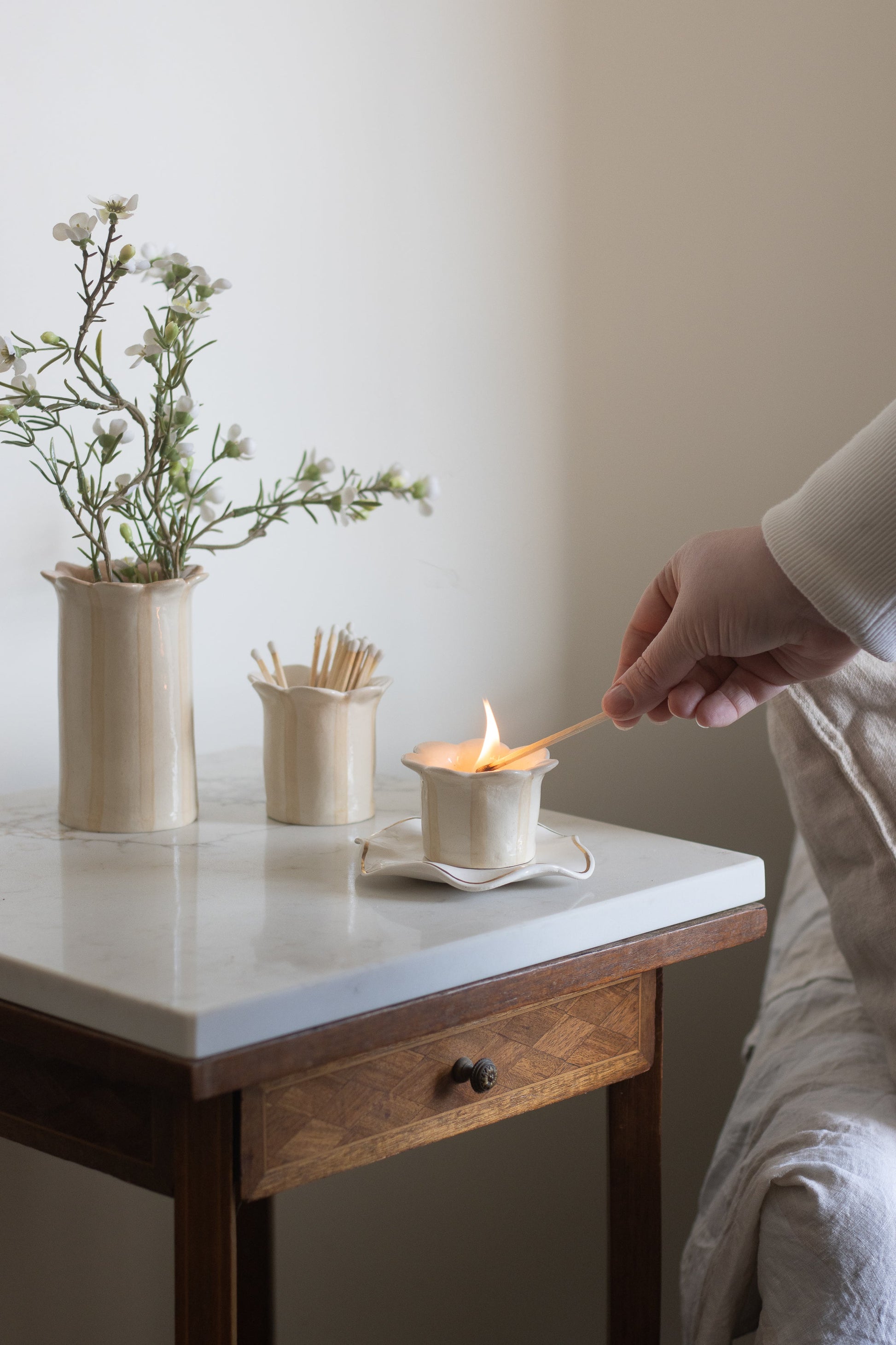 Daisy Tealight Holder Handmade Ceramic