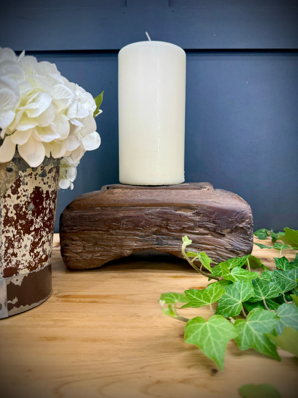 Rustic Wooden Candle Holder Reclaimed Farmhouse Decor