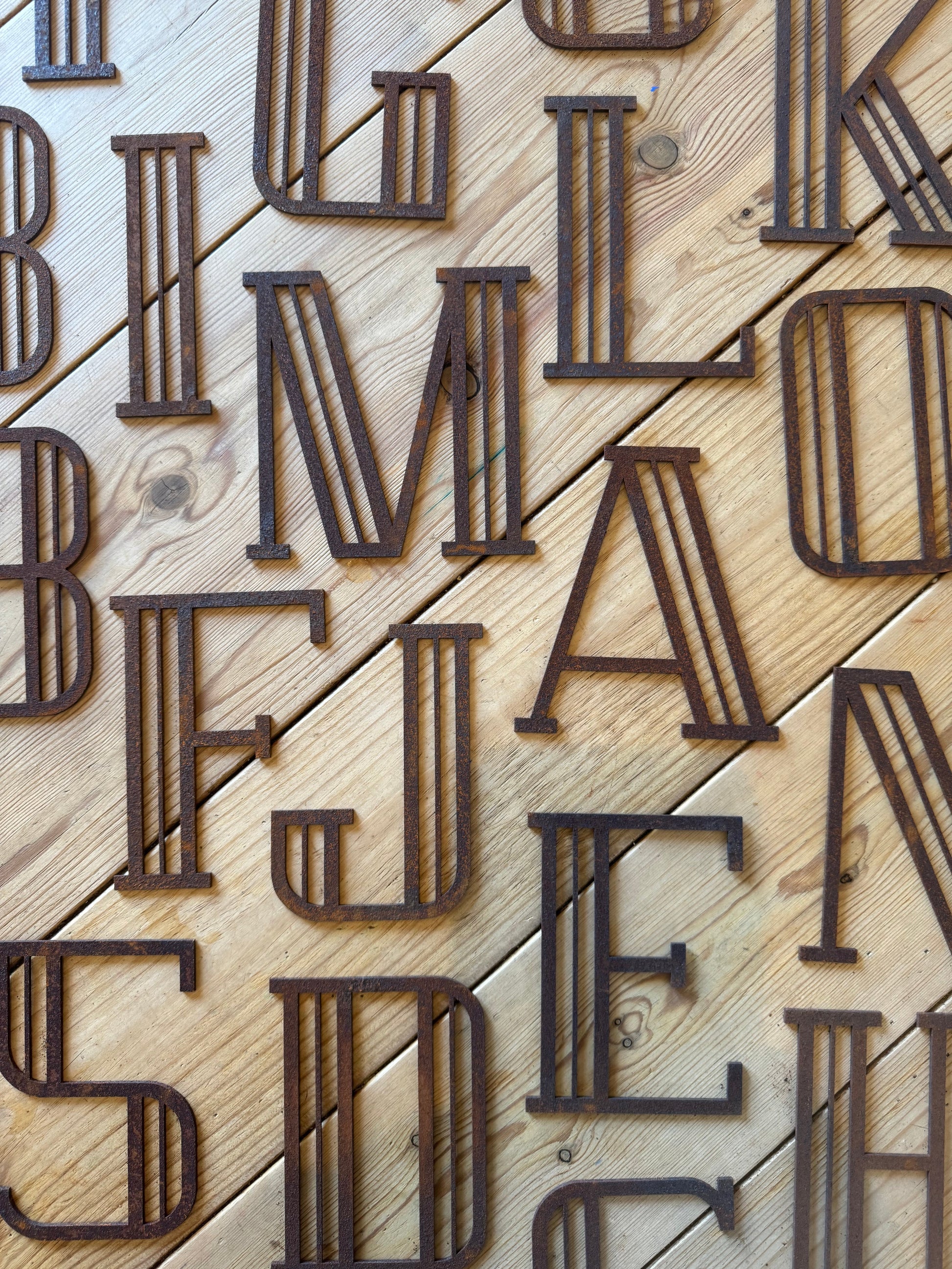 Rusty Metal Art Deco Lettering A-Z 0-9 in 5 inch or 12 inch