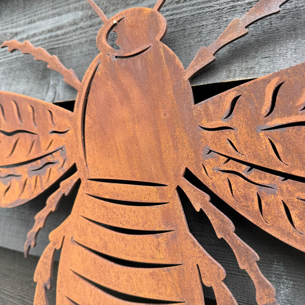 Large Rusty Metal Bee Wall Plaque