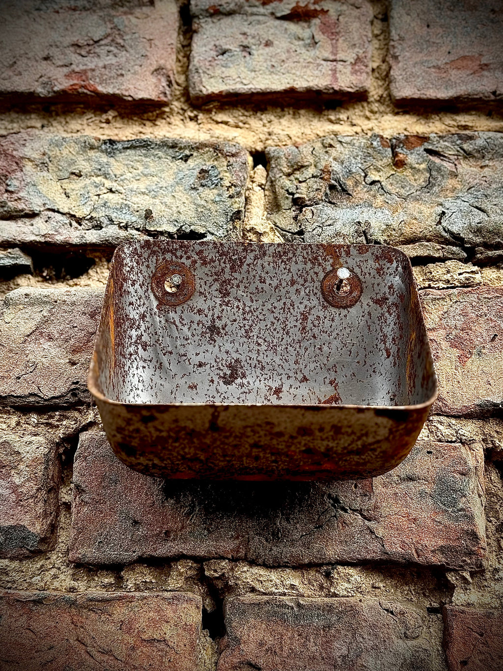 Vintage Rusty Metal Wall Mounted Planter and Key Holder