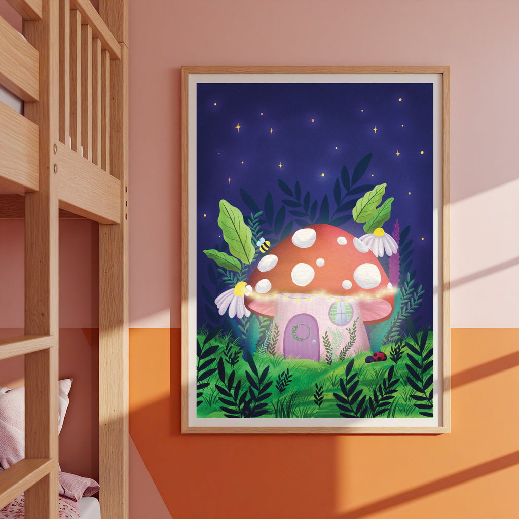 Whimsical Toadstool Art Print Fairycore Wall Art Multiple Sizes
