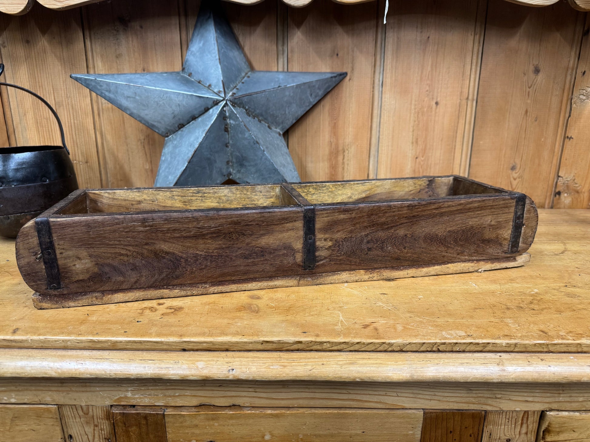 Rustic Wooden Double Brick Mould Planter and Storage Box