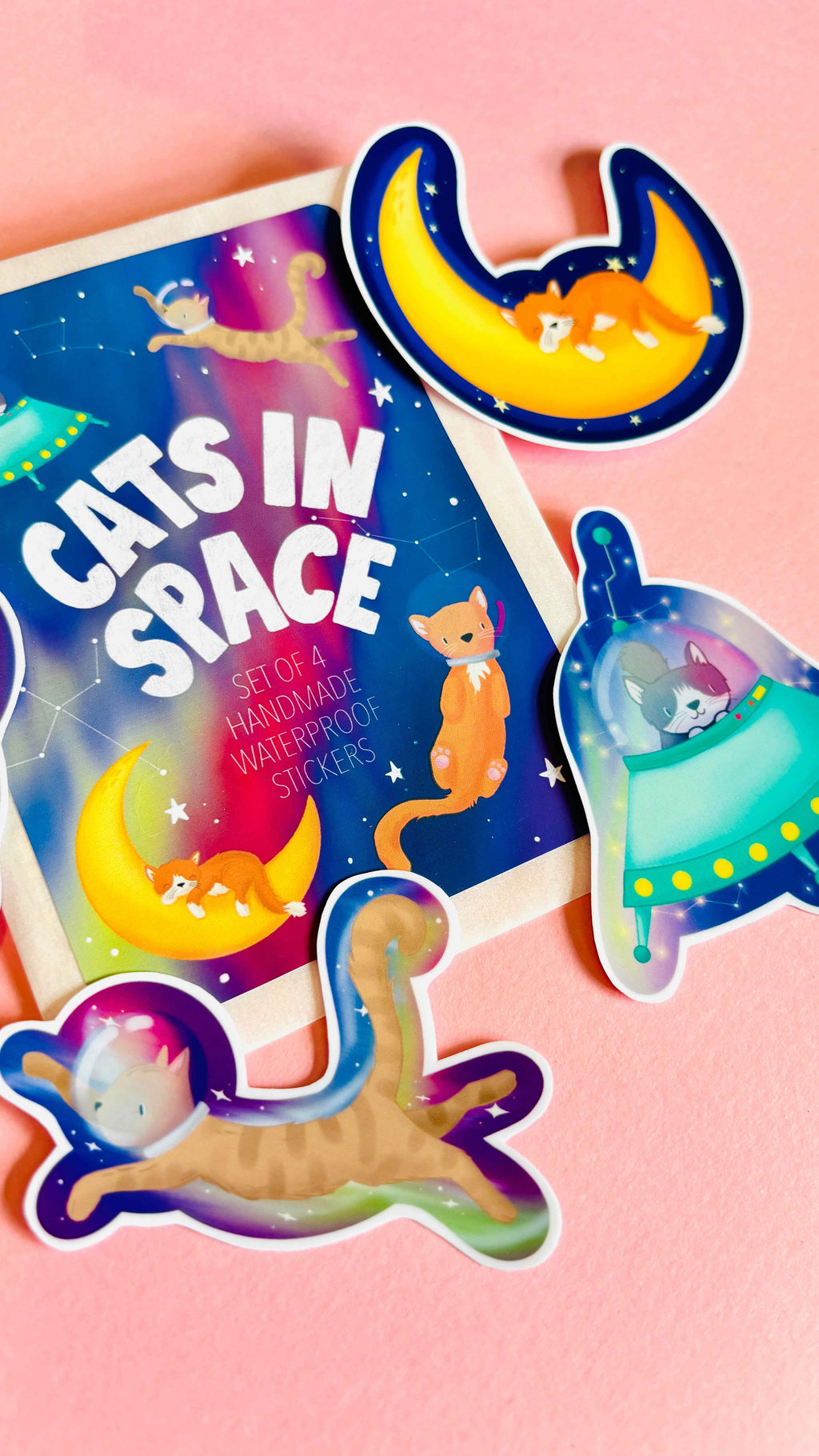 Space Cats Waterproof Vinyl Sticker Set of 4