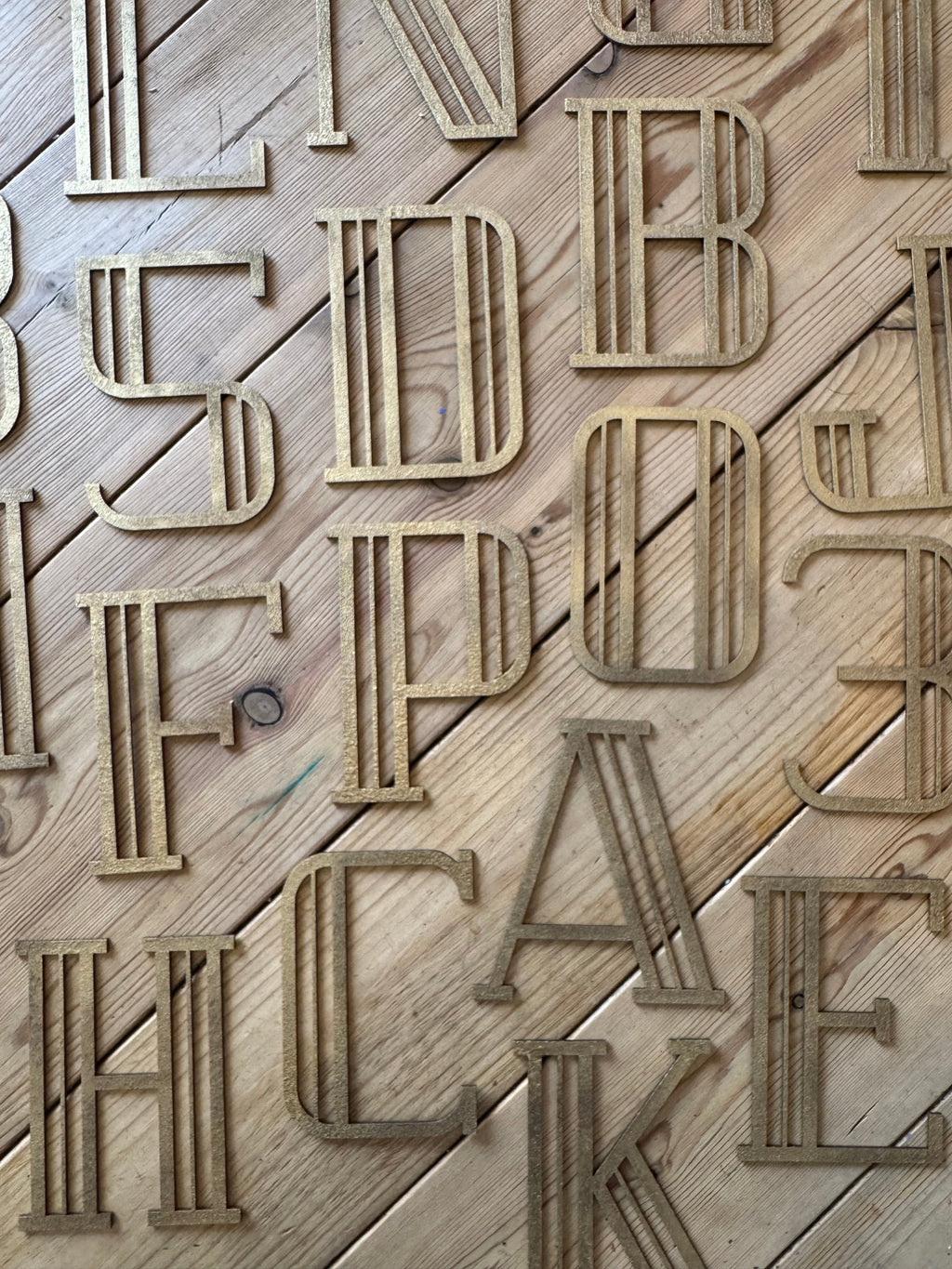 Gold Distressed Art Deco Metal Letters and Numbers 5 inch or 12 inch