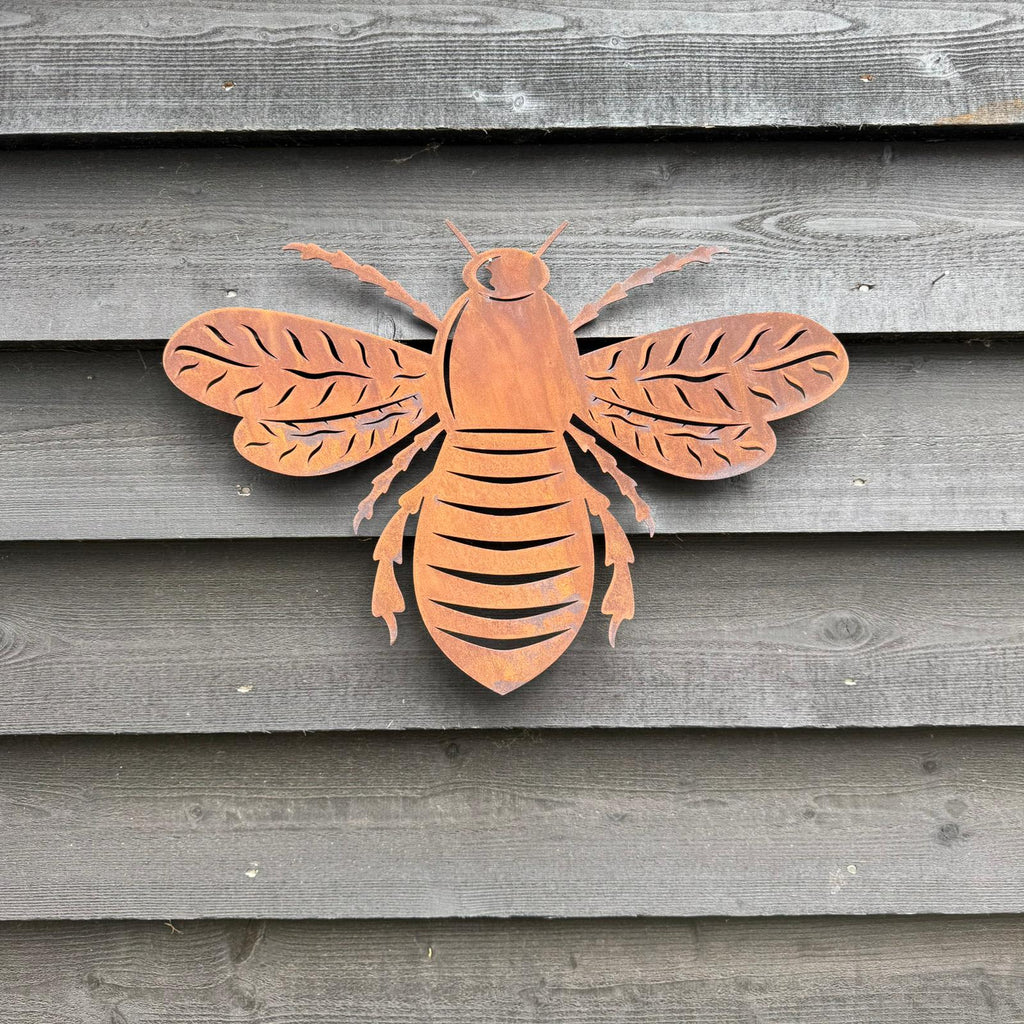 Large Rusty Metal Bee Wall Plaque
