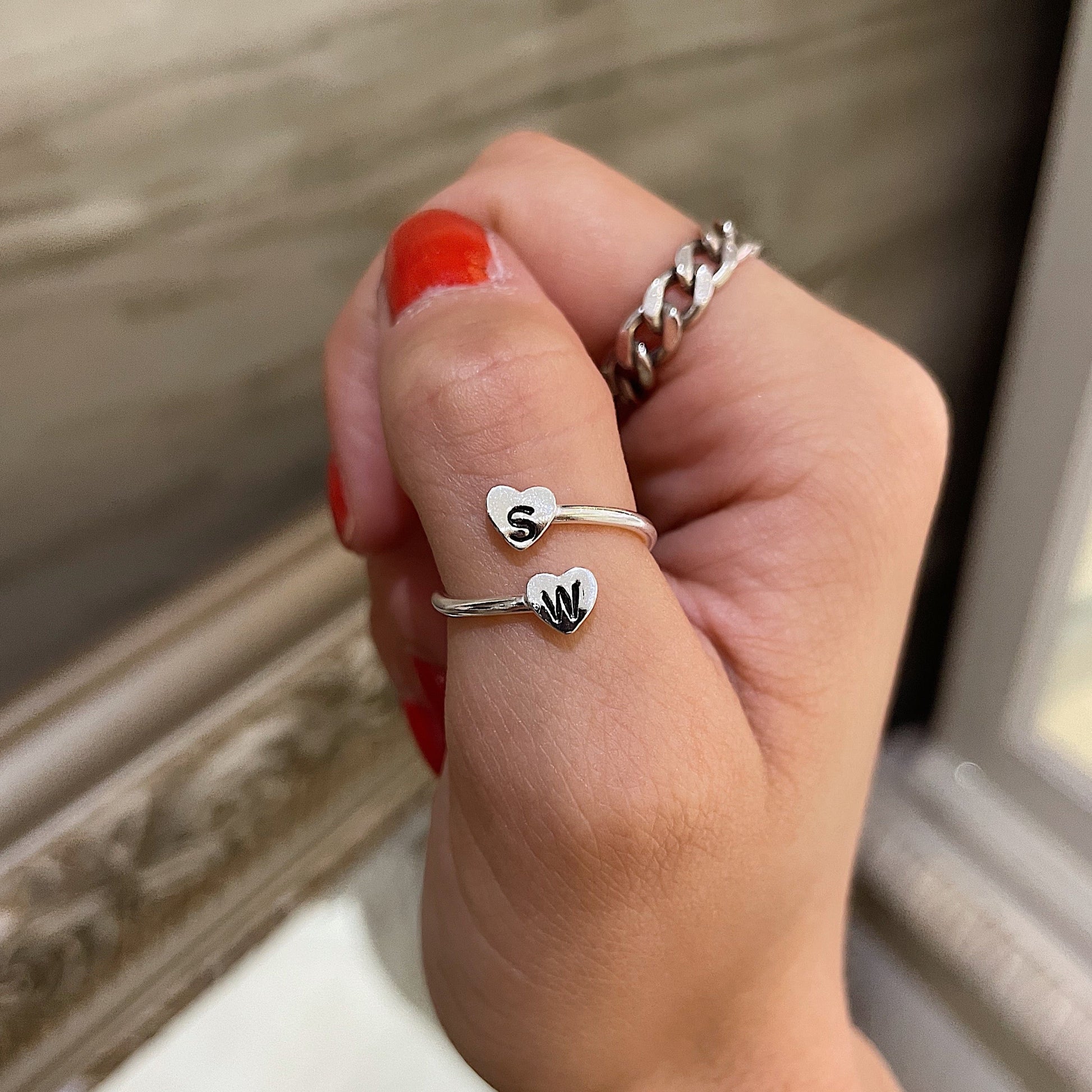 Mini Heart Wrap Ring in Sterling Silver