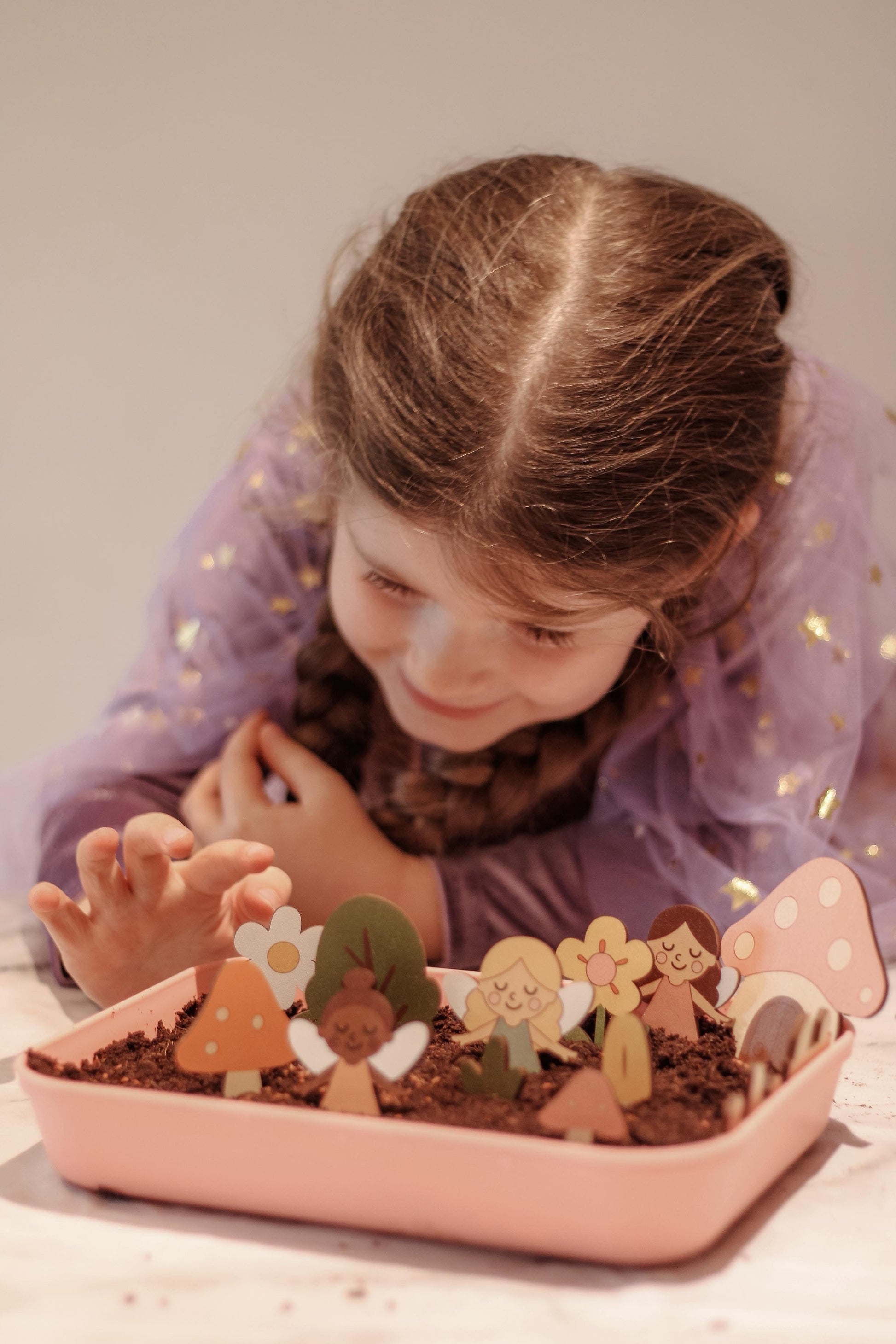 Fairy Garden Starter Kit with Apron, Tray, Shovel, Fairies, Soil and Seeds