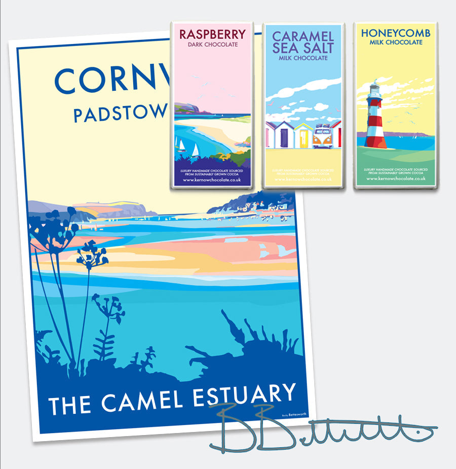 Cornwall Camel Estuary Vintage Travel Poster Print