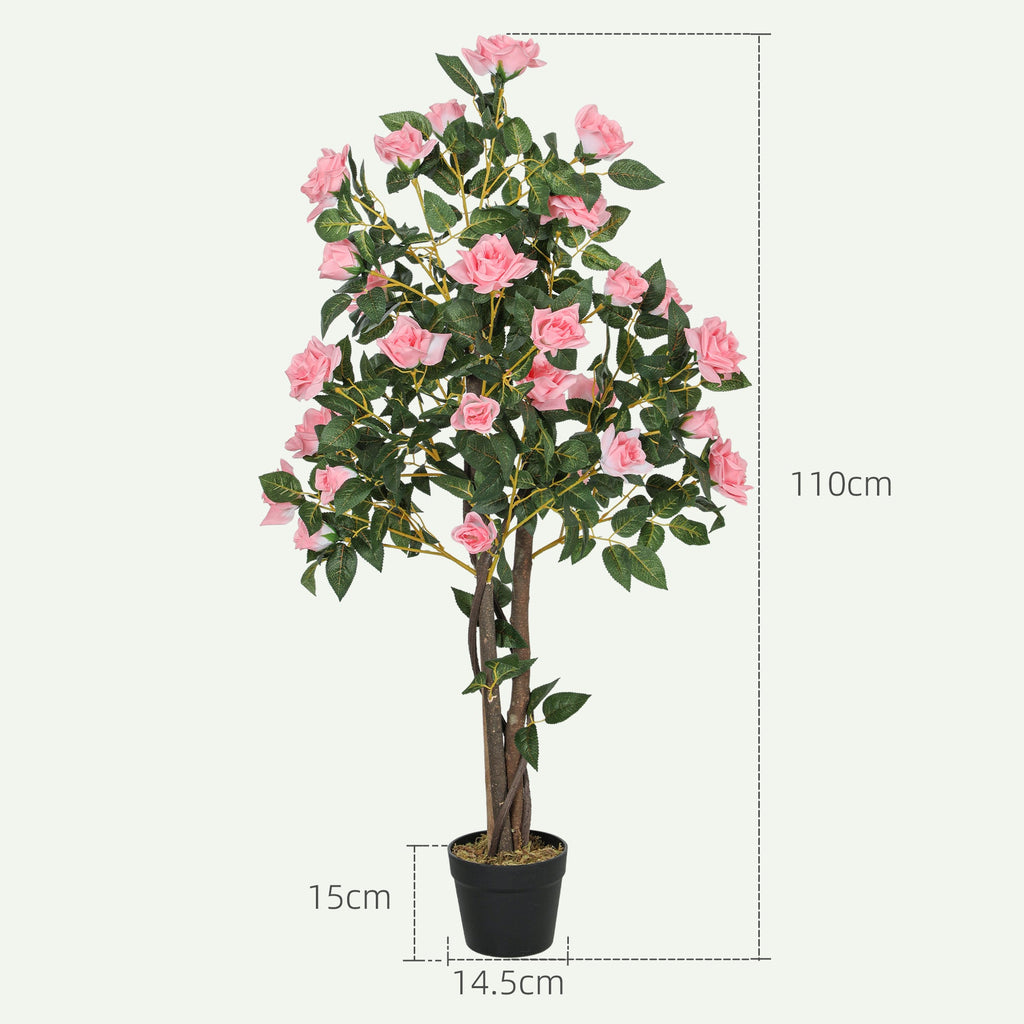 Set of 2 Artificial Rose Trees in Pink 110cm