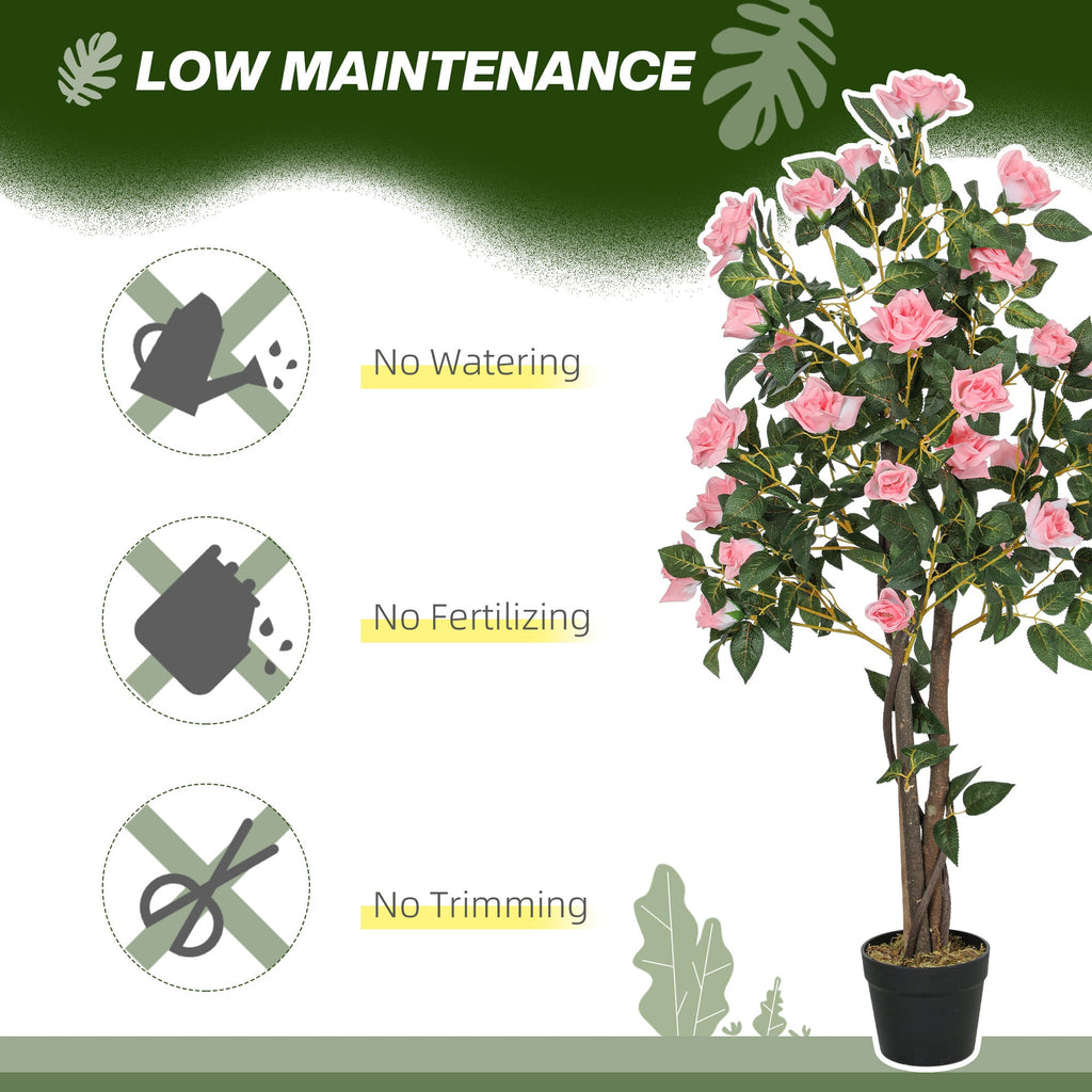 Set of 2 Artificial Rose Trees in Pink 110cm