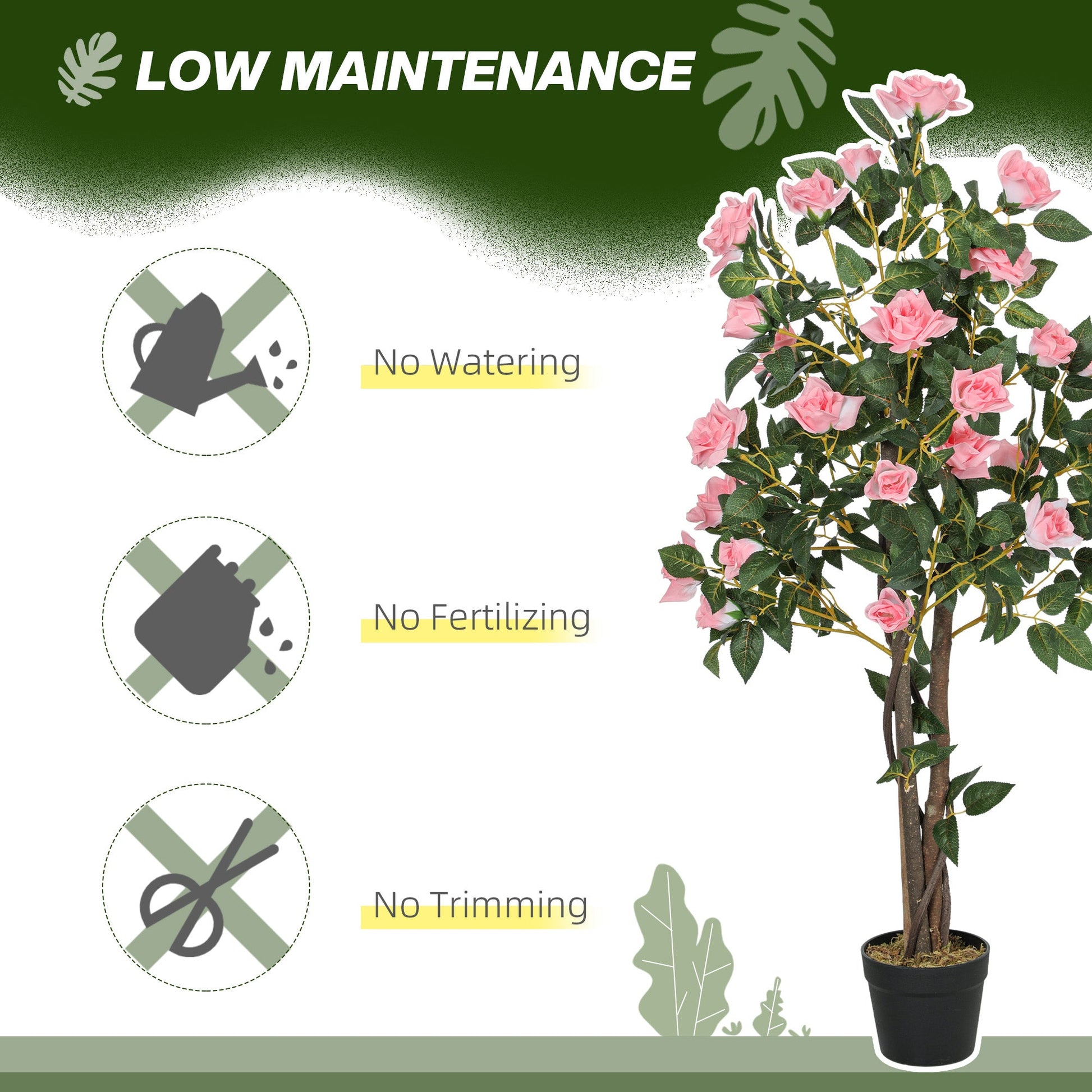 Set of 2 Artificial Rose Trees in Pink 110cm