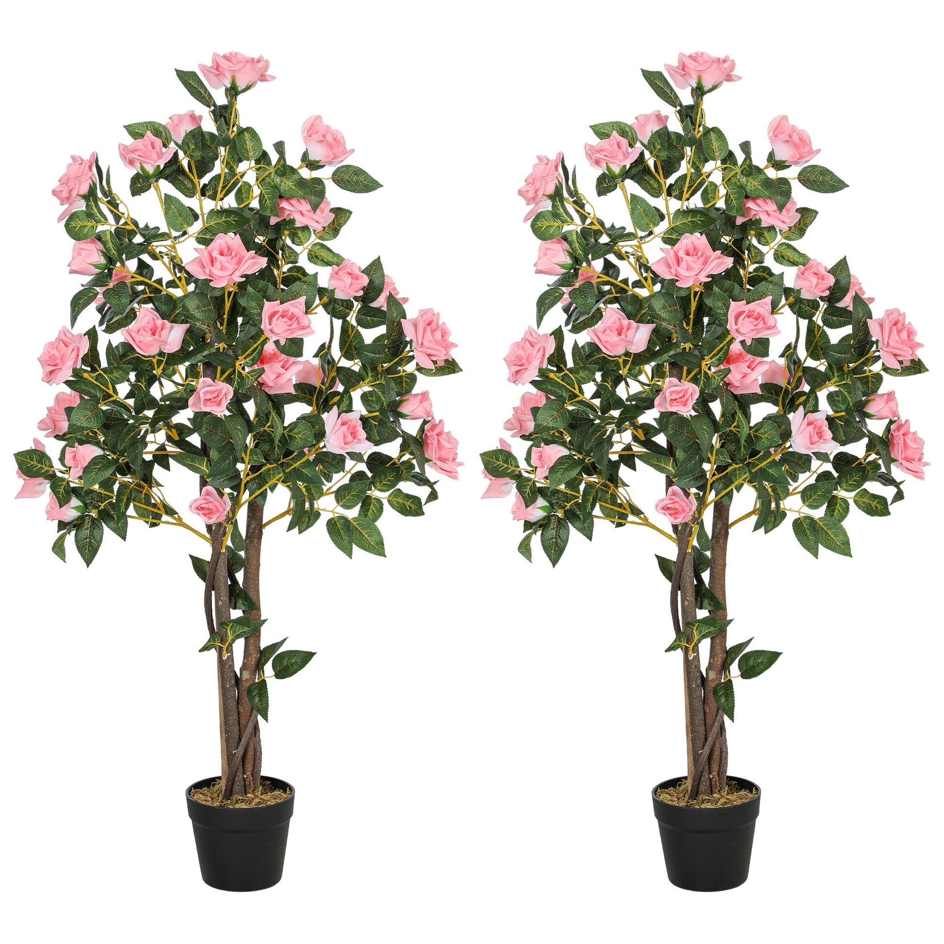 Set of 2 Artificial Rose Trees in Pink 110cm