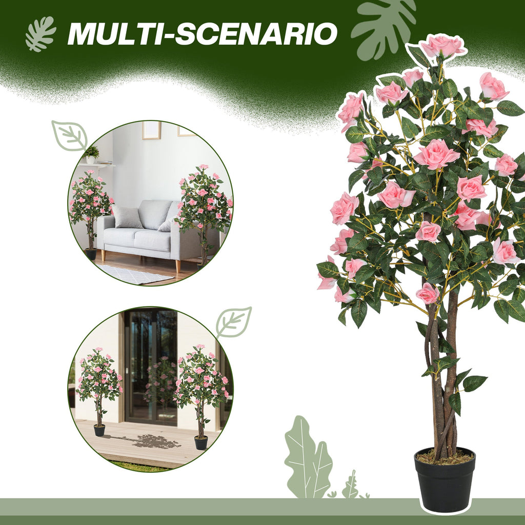 Set of 2 Artificial Rose Trees in Pink 110cm