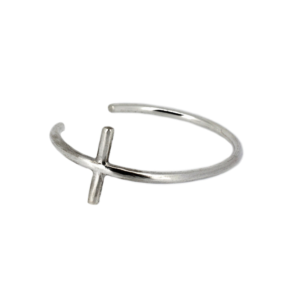 Adjustable Cross Cuff Bangle in Sterling Silver