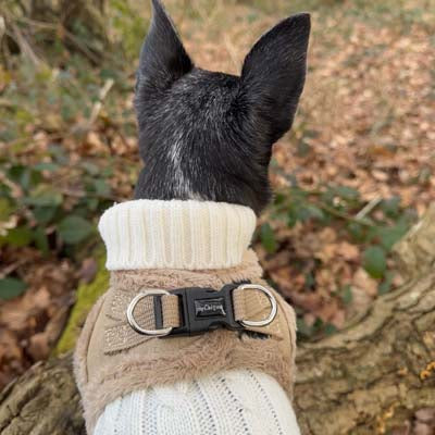 Step In Soft Touch Suede Faux Fur Lined Puppy and Small Dog Harness Caramel