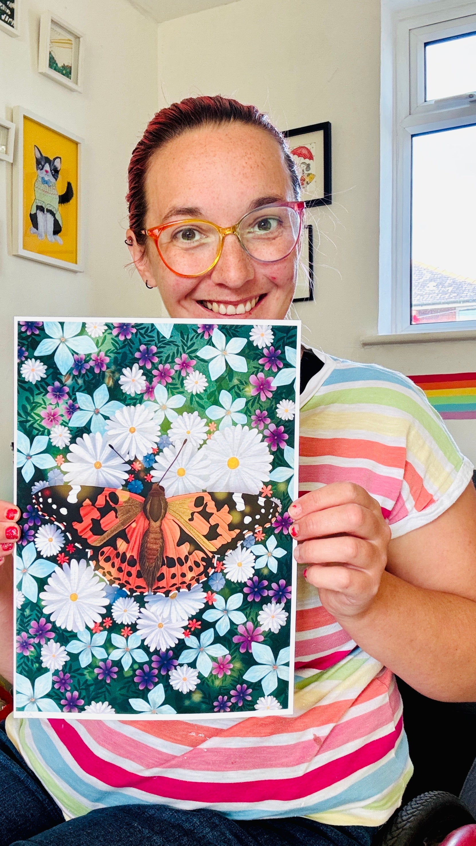 Butterfly and Wildflower Art Print
