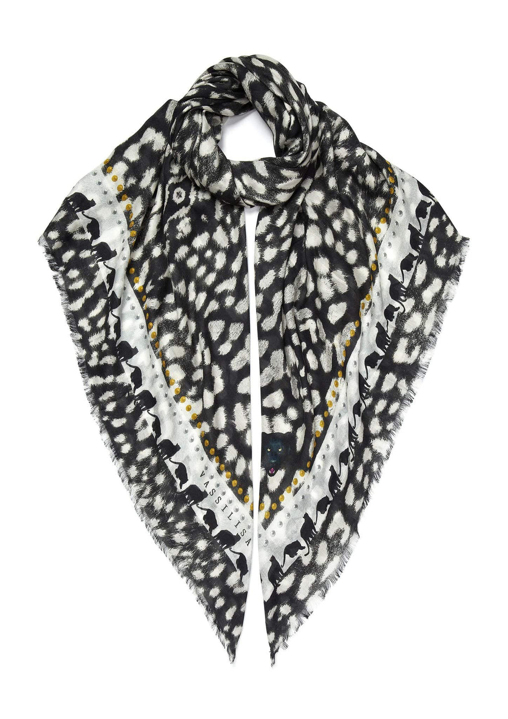 Black and White Leopard Print Scarf