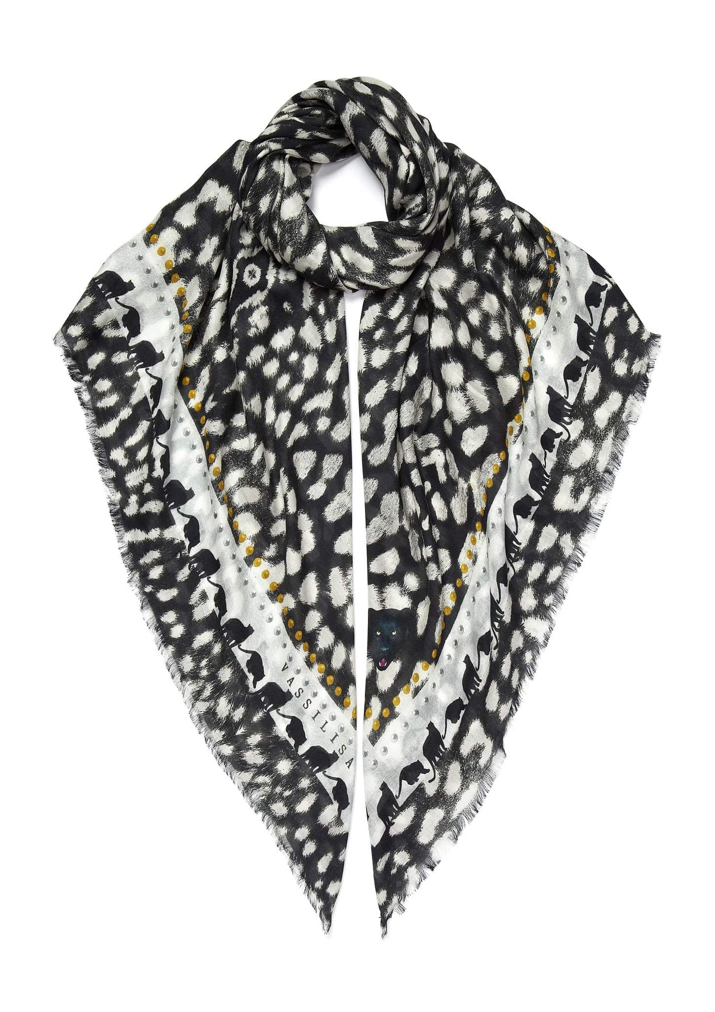 Black and White Leopard Print Scarf