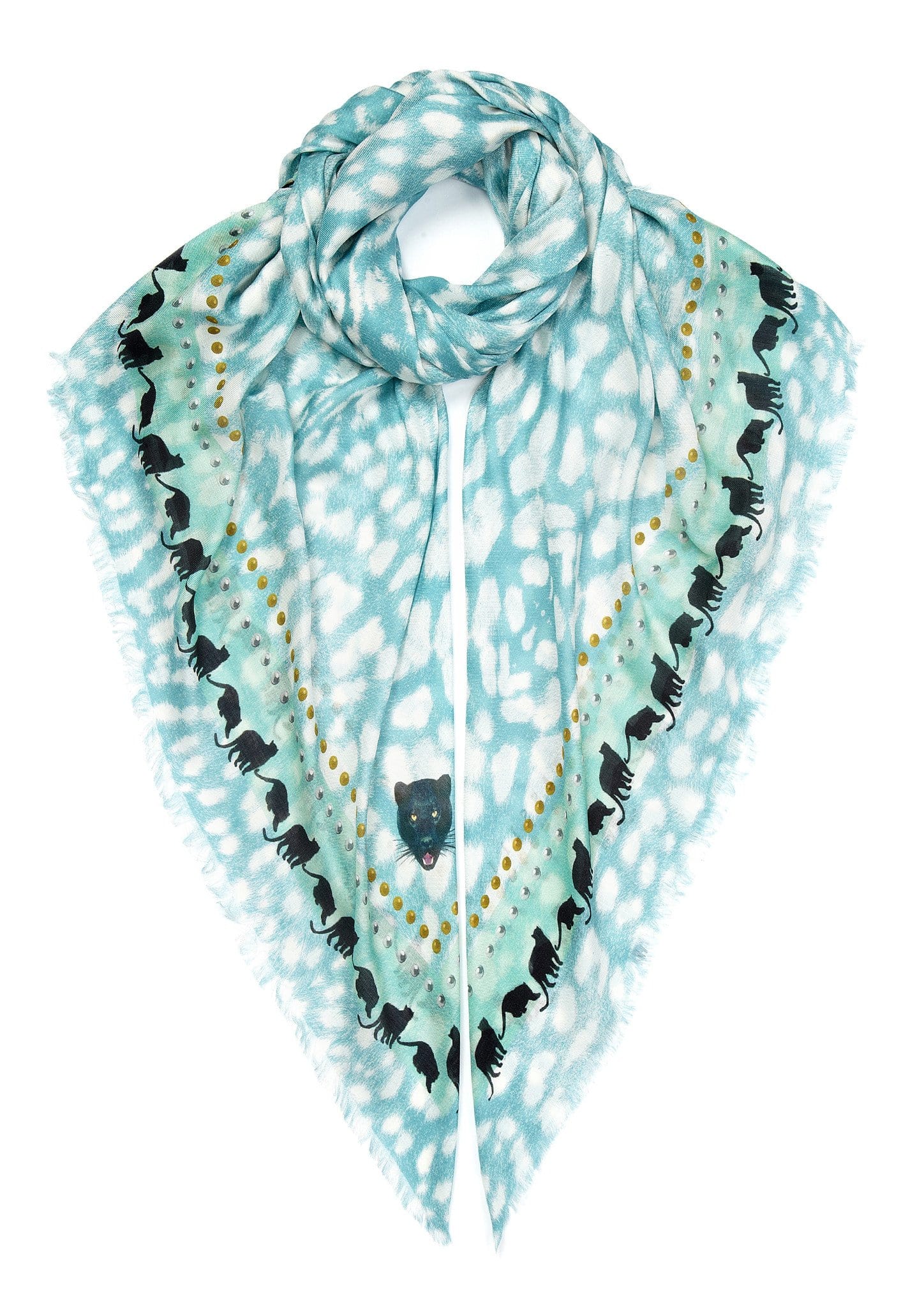 Leopard Print Scarf in Light Blue