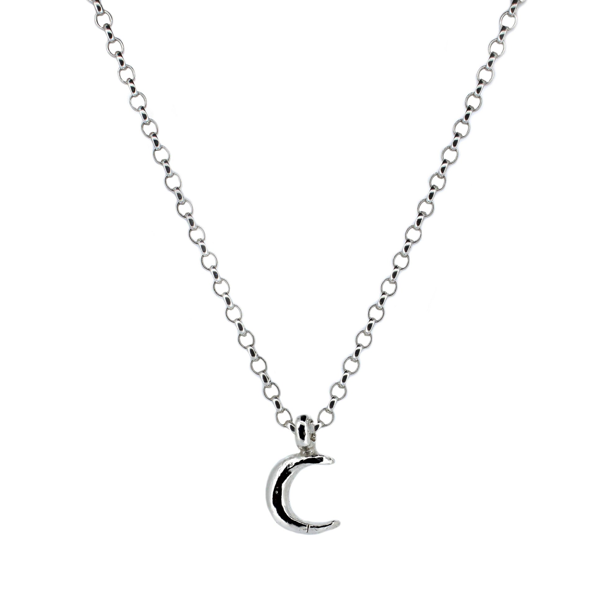 Crescent Moon Necklace in Sterling Silver