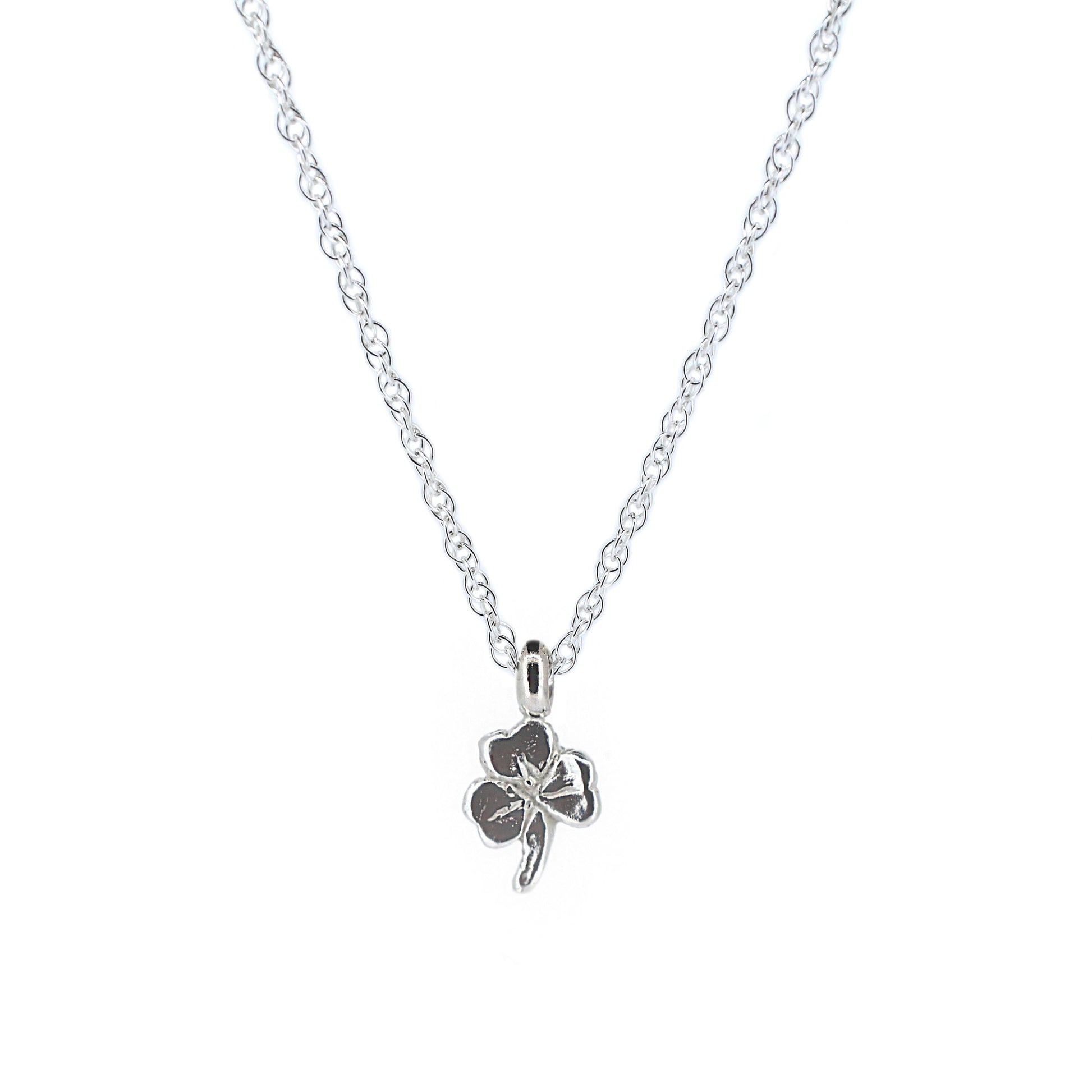 Lucky Clover Sterling Silver Rope Chain Necklace