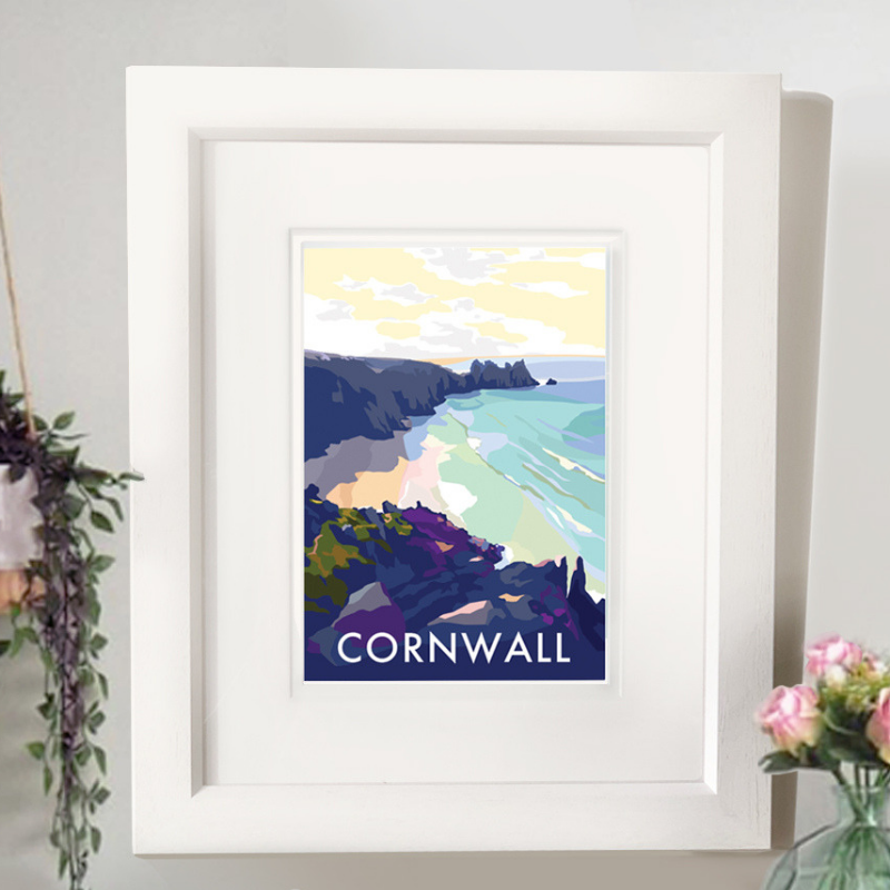 Cornwall Beach Vintage Travel Poster Print