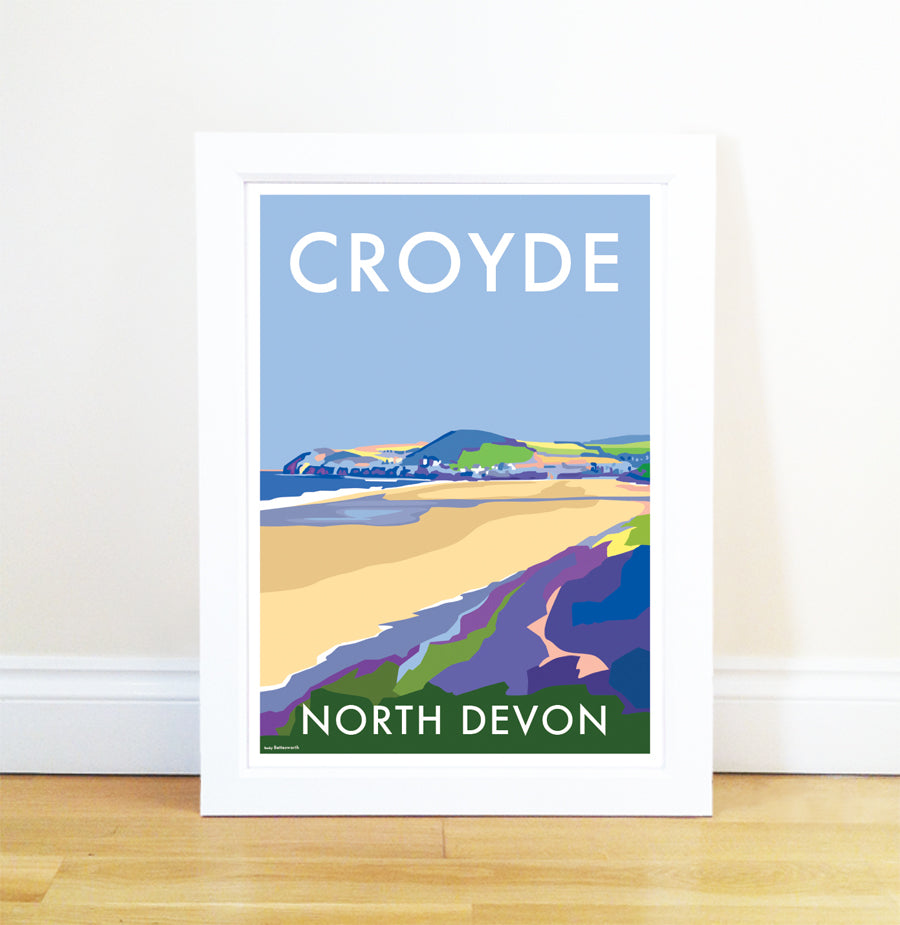 Croyde Vintage Seaside Travel Poster Print
