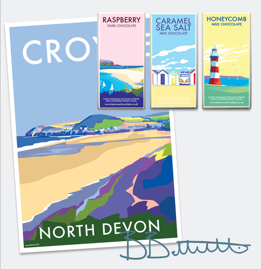 Croyde Vintage Seaside Travel Poster Print