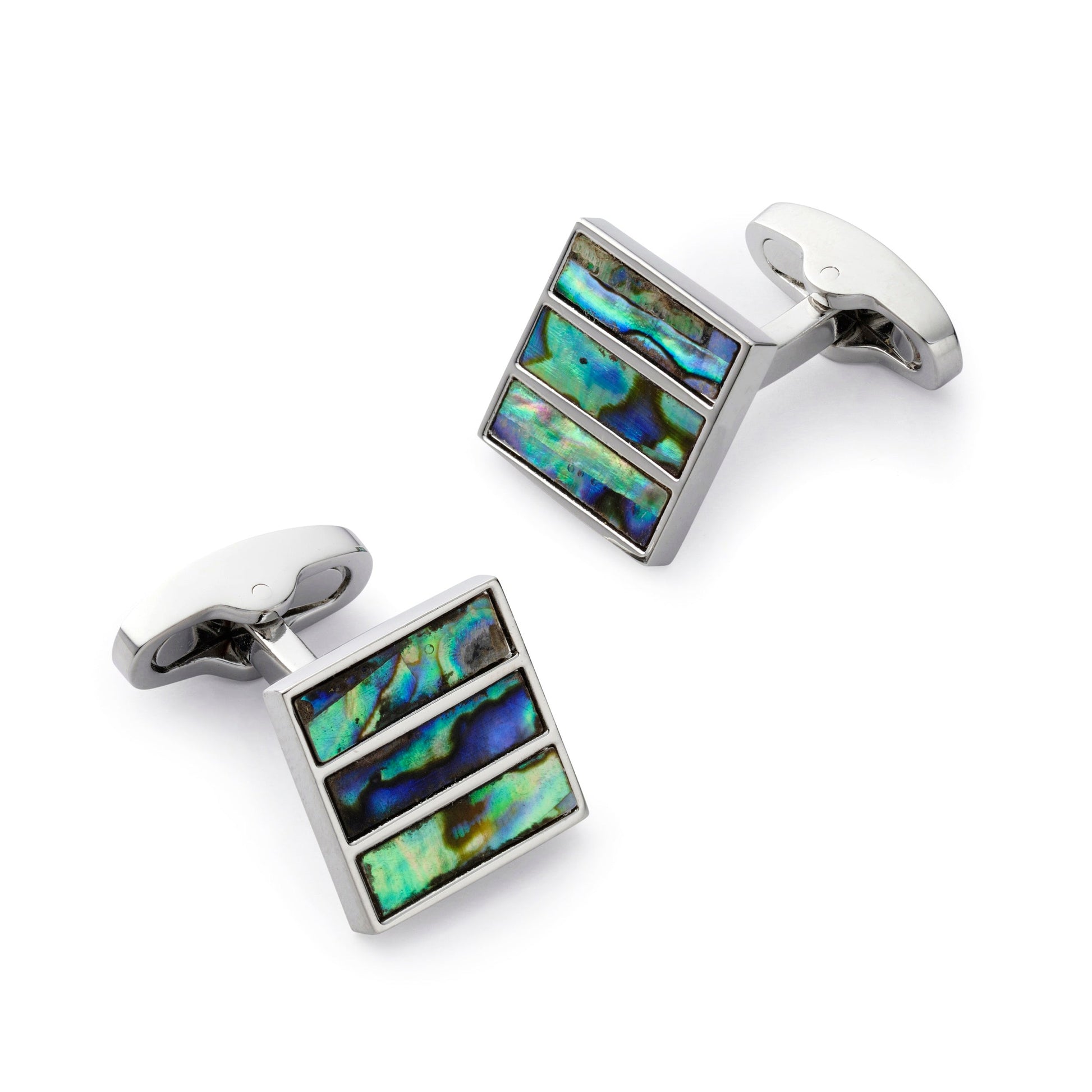 Triptych Cufflinks in Blue Green Mother of Pearl