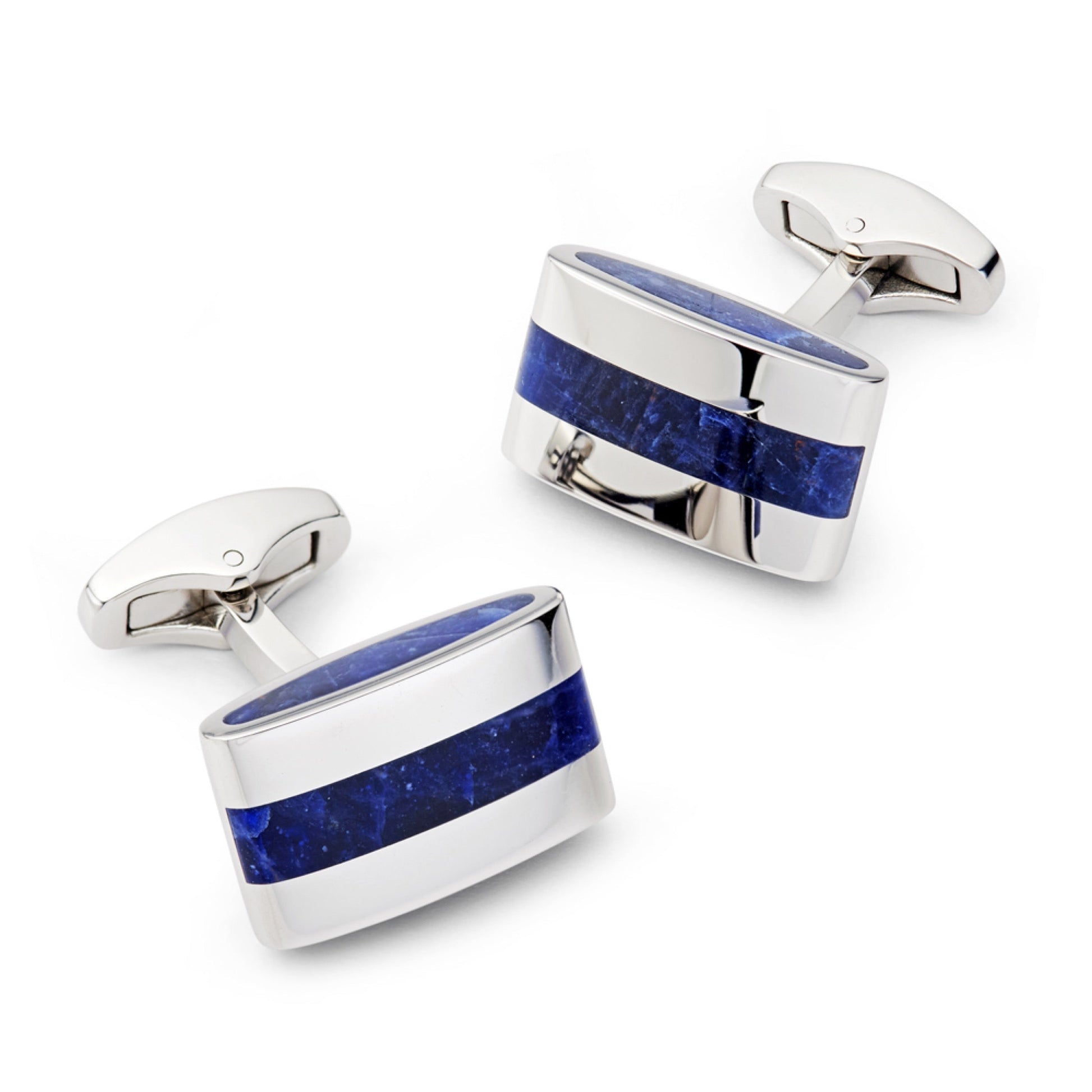Contemporary Lapis Lazuli Cufflinks in Silver
