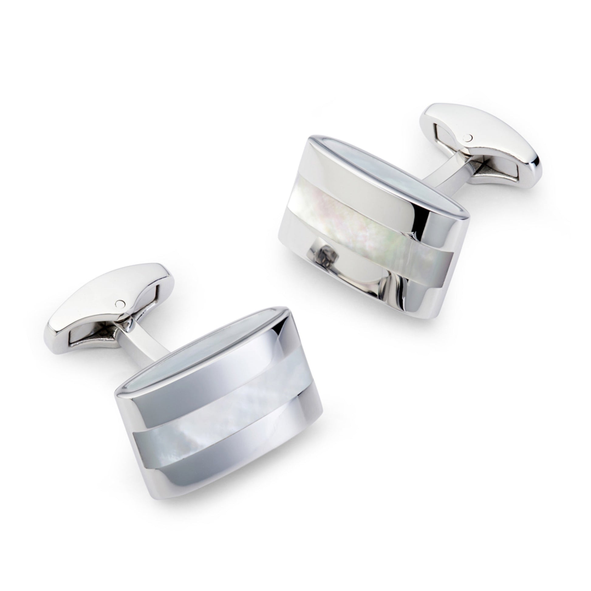 Contemporary Mother of Pearl Cufflinks in Silver