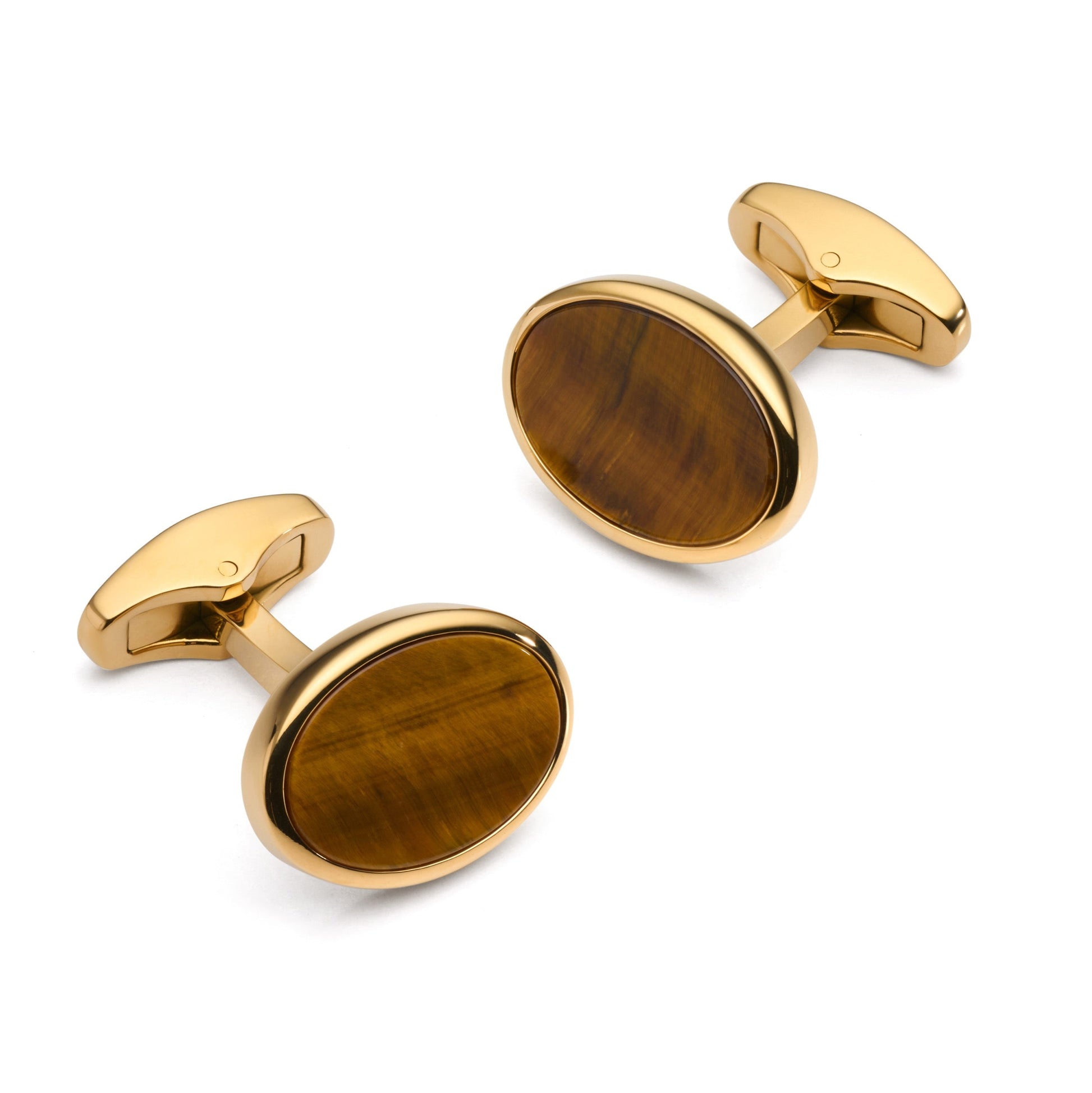 Tiger's Eye Cufflinks in Gold