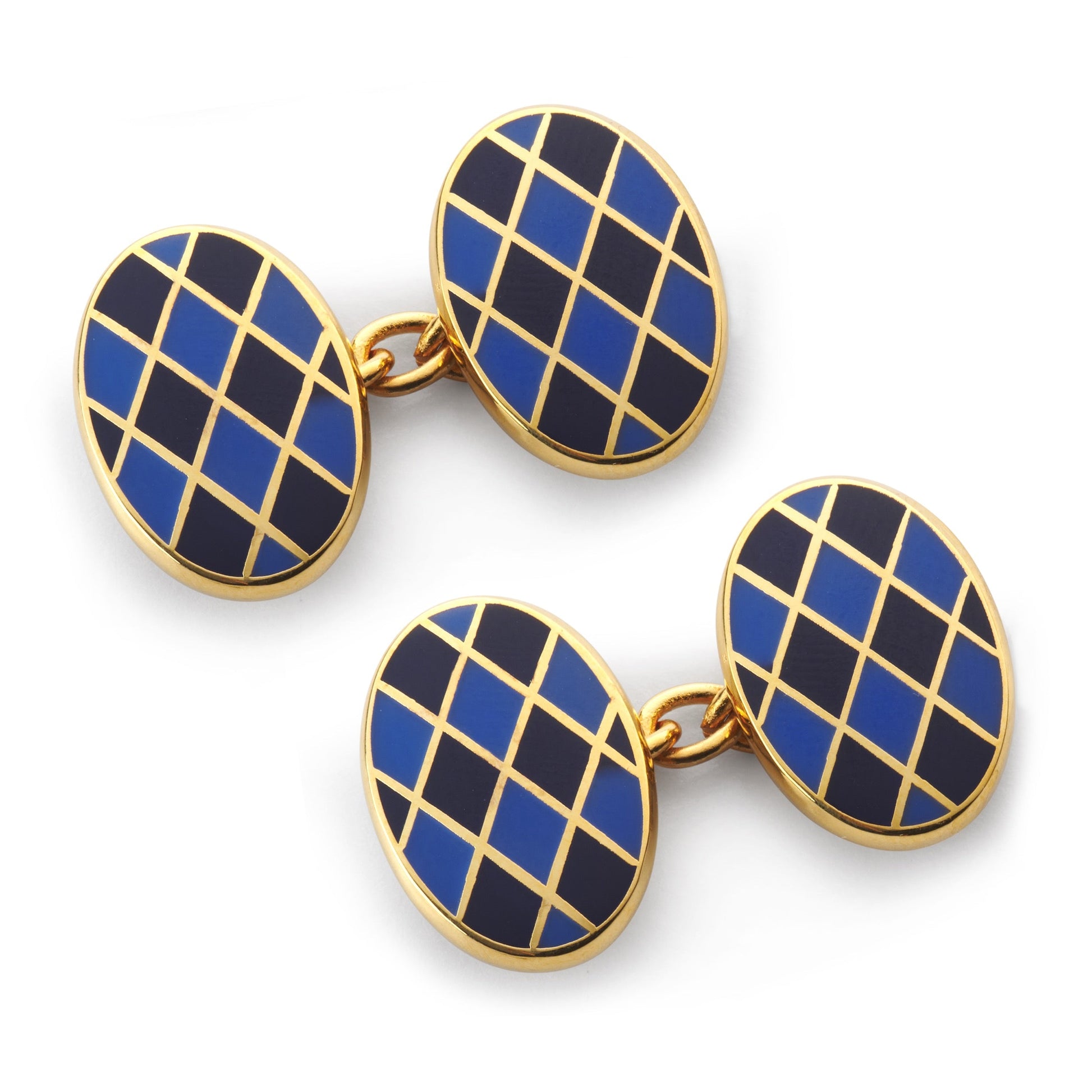 Harlequin Chain Cufflinks in Blue and Gold