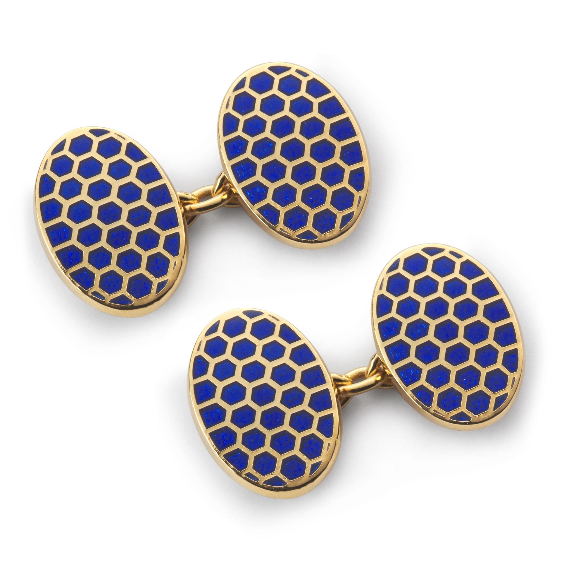 Honeycomb Chain Cufflinks in Blue and Gold