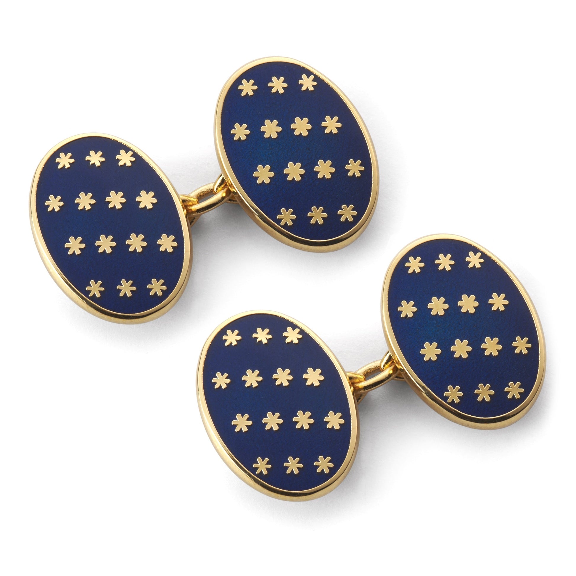 Star Chain Cufflinks in Navy and Gold