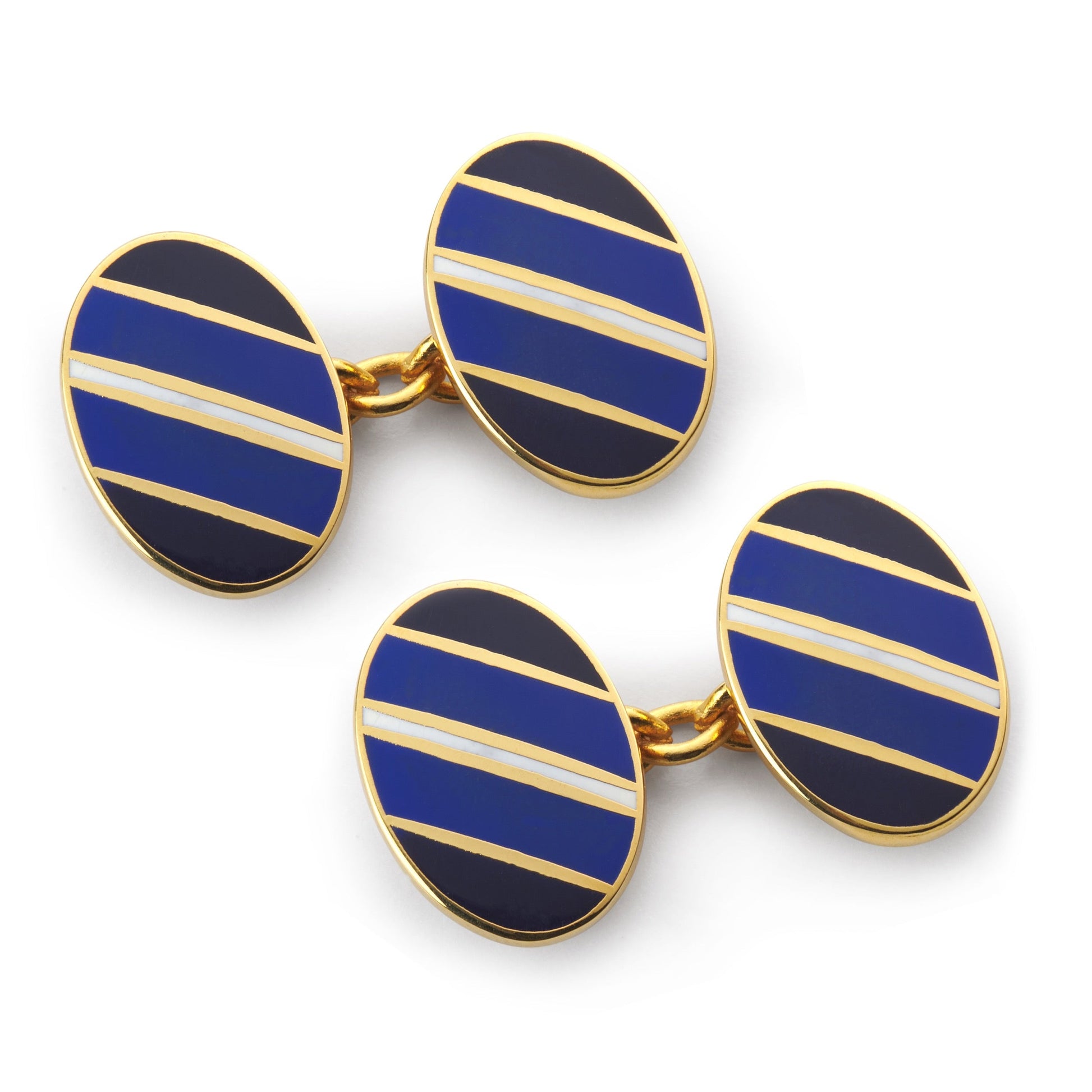 Blue and White Stripe Chain Cufflinks