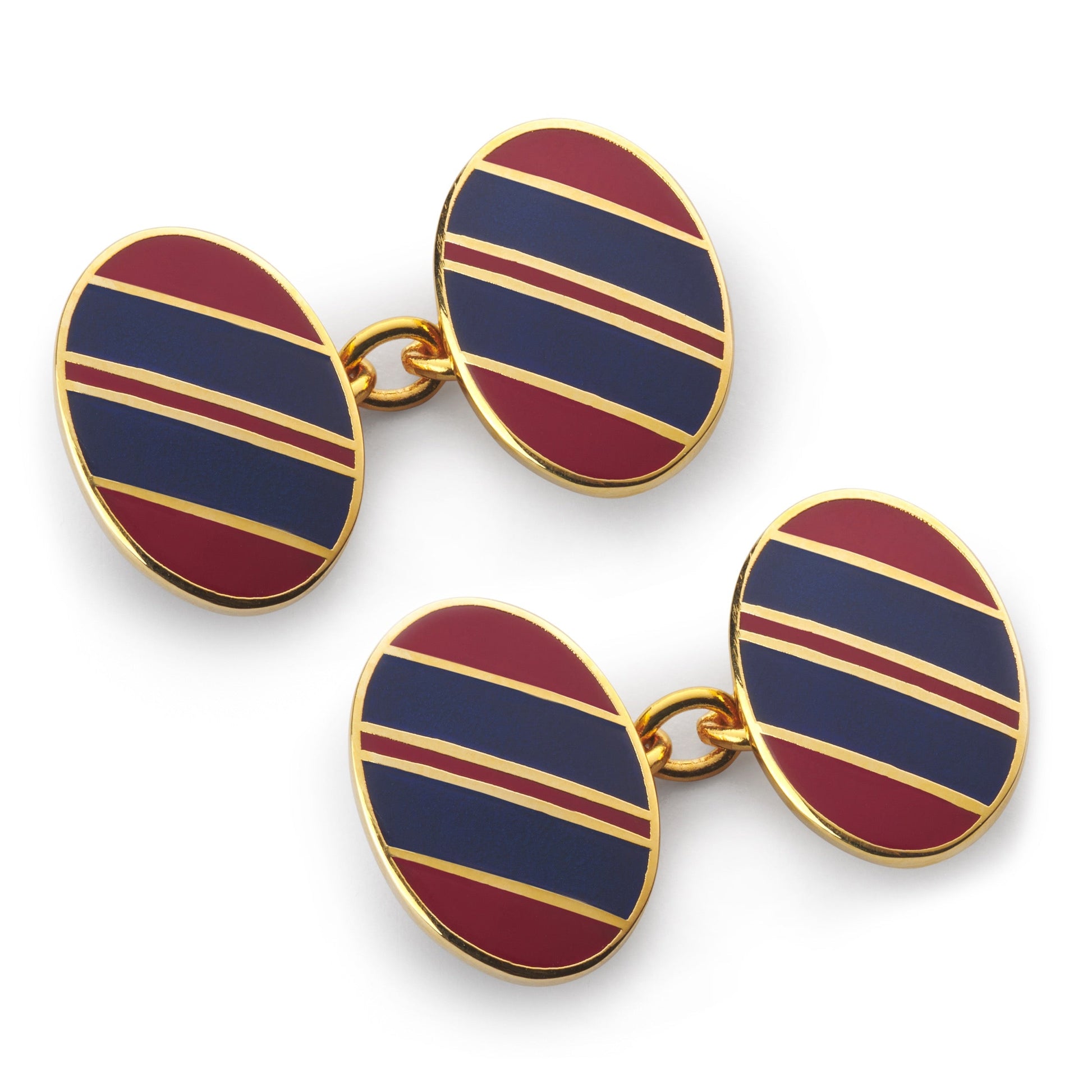Wide Stripe Chain Cufflinks in Blue and Red