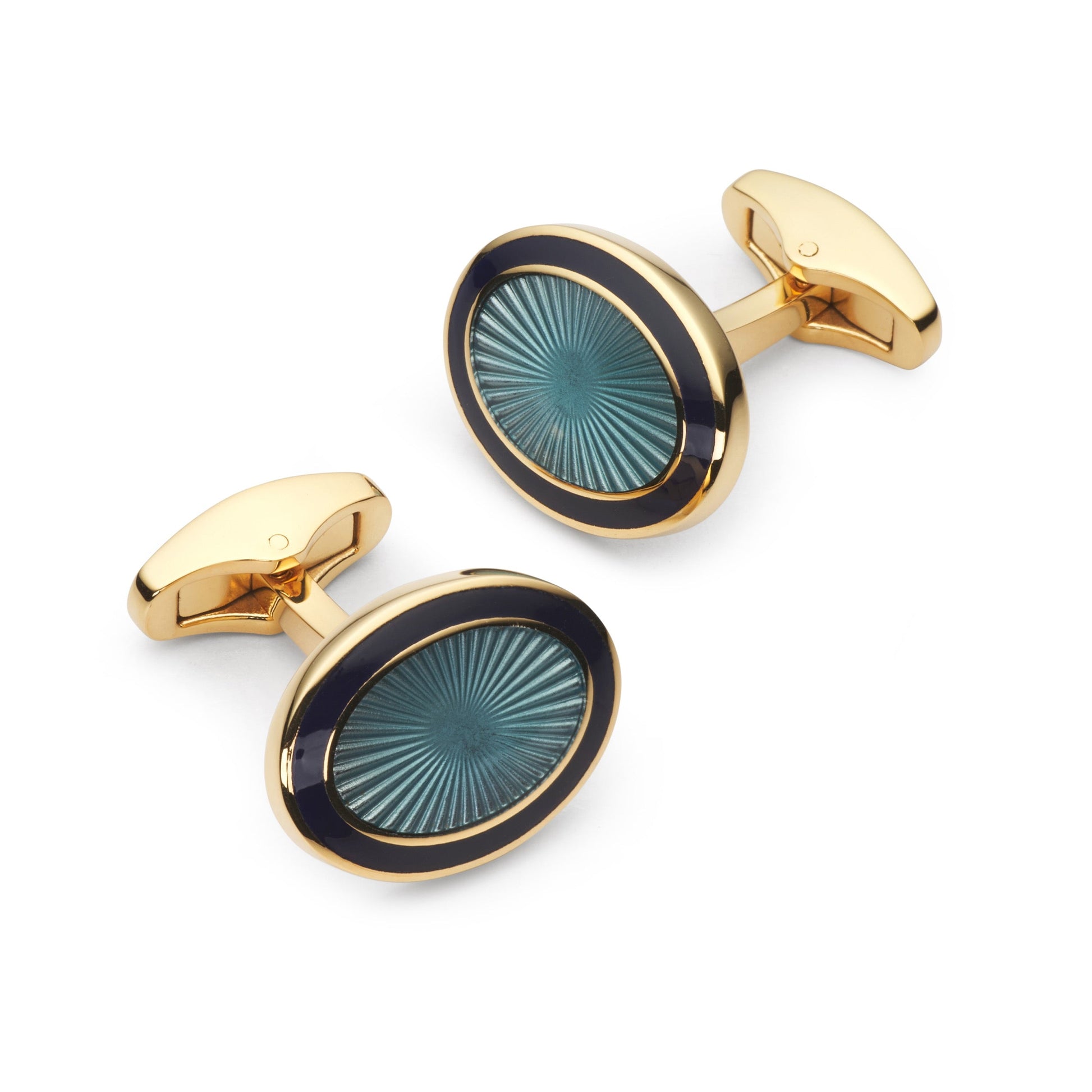 Sunburst Enamel Cufflinks in Sapphire Blue