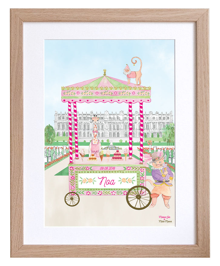 Personalised Animal Ice Cream Stand at Versailles Print for Girls