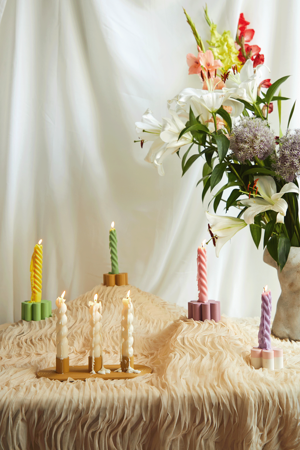 Minimalist Triple Candle Holder in Concrete