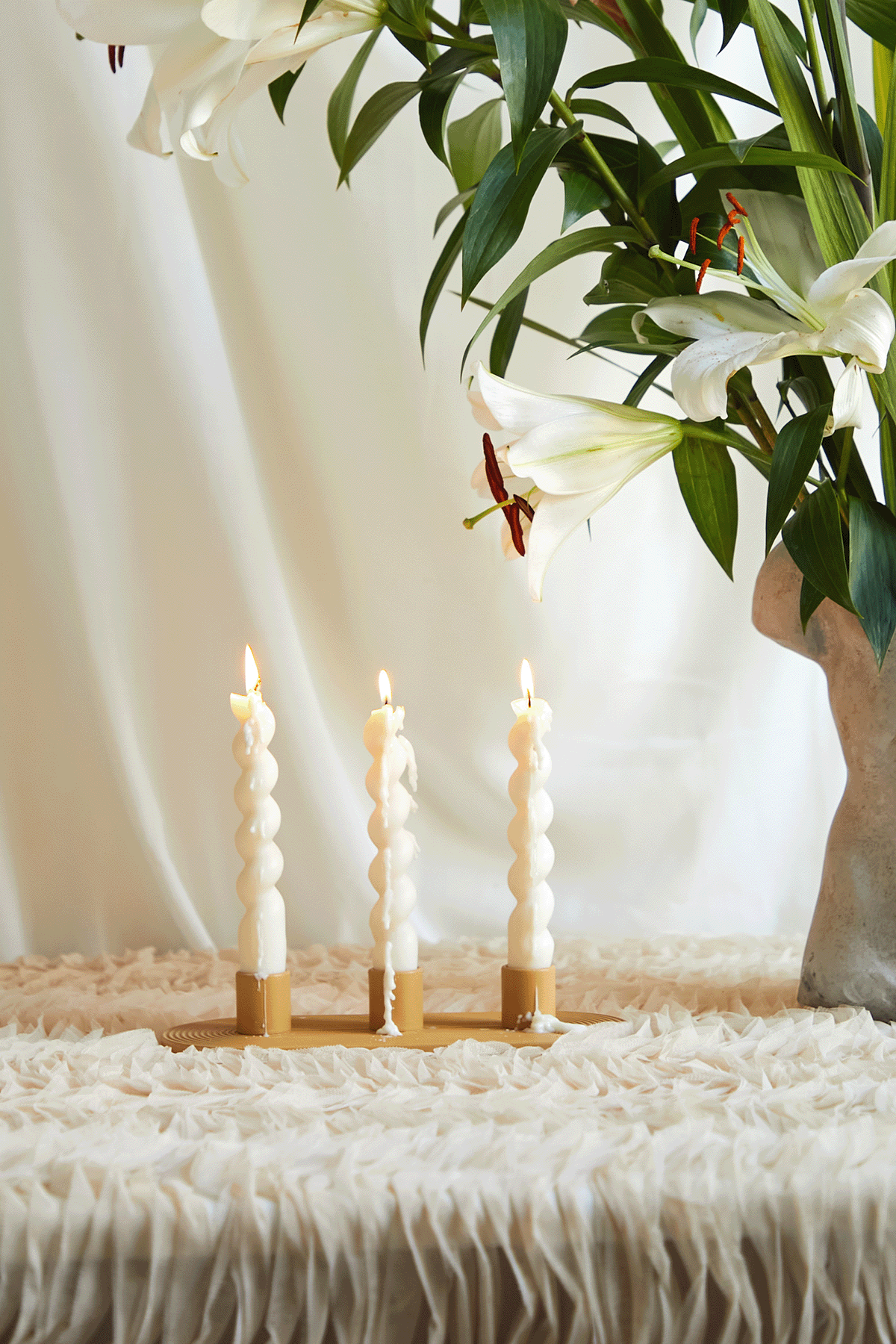 Minimalist Triple Candle Holder in Concrete