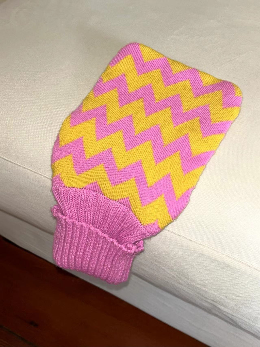 Hand Knitted Lambswool Hot Water Bottle with Cover