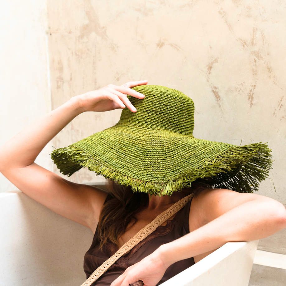 Green Raffia Hat