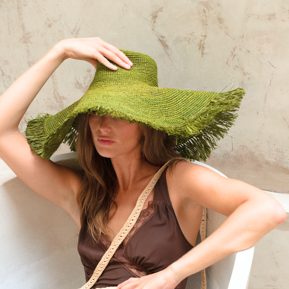 Green Raffia Hat
