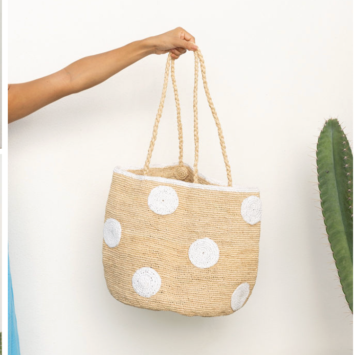 Handmade Raffia XL Bucket Tote Bag