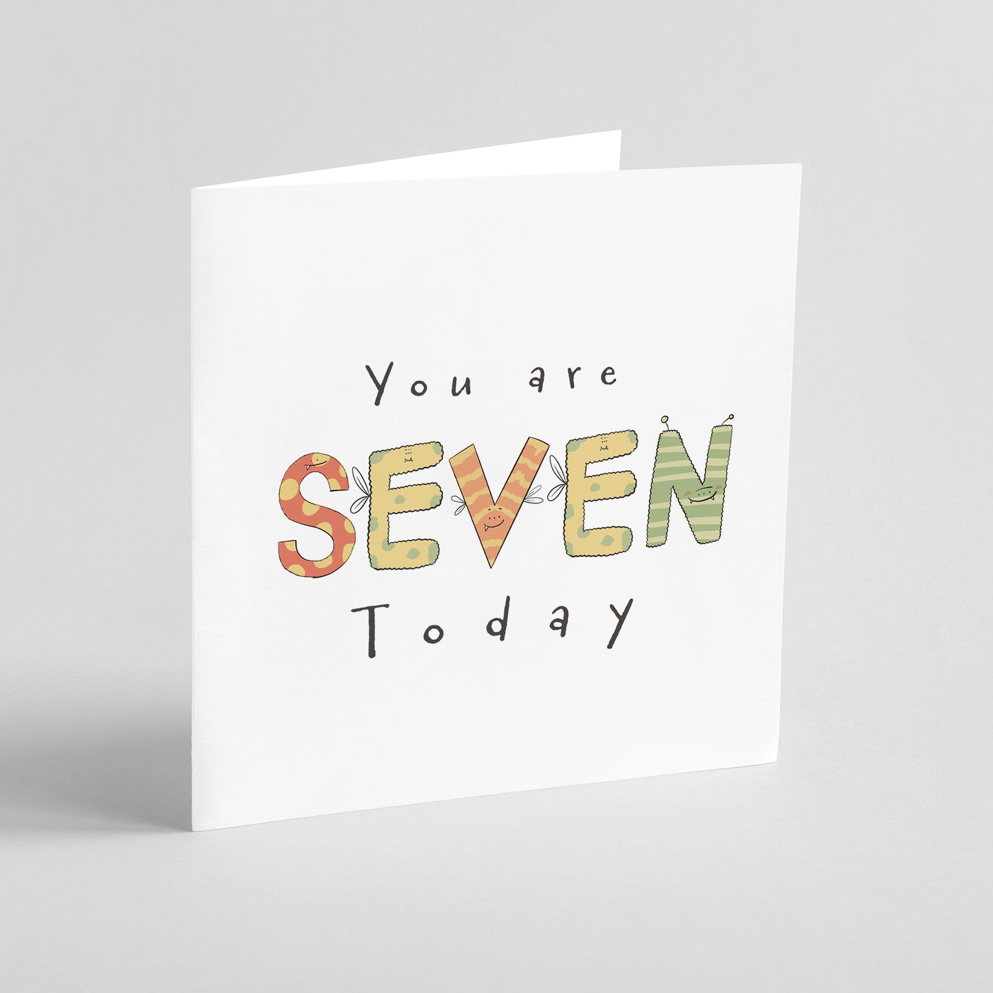 You're 7 Today Monster Birthday Card